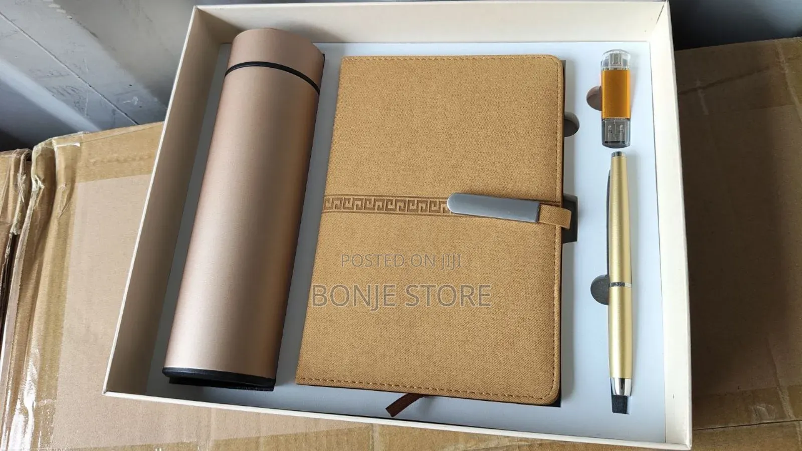 4 in 1 Corporate Gift Box - Flask, Pen, Flash Drive, Note Pad