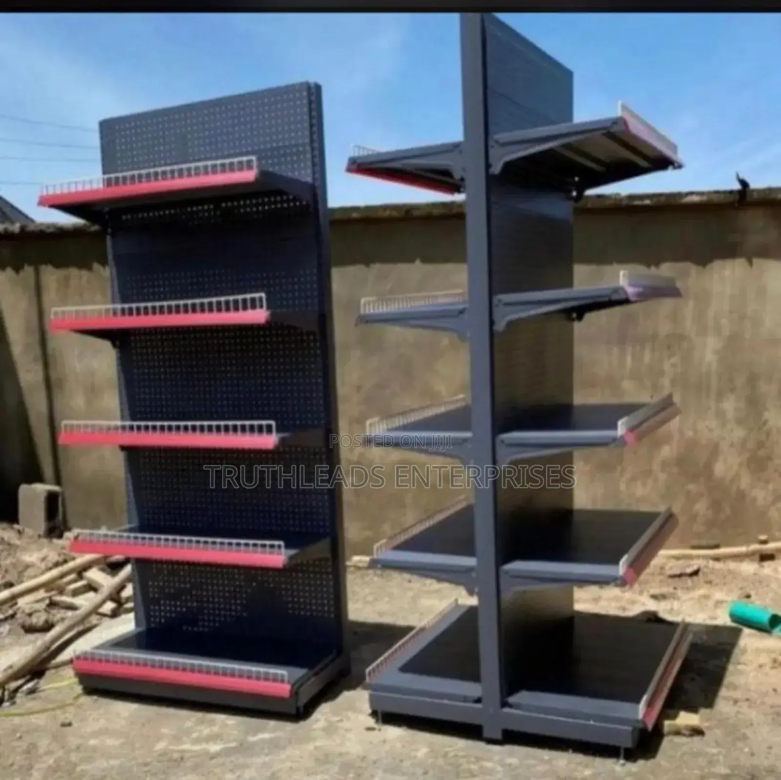 Gray Double Sided Supermarket Gondola Shelve