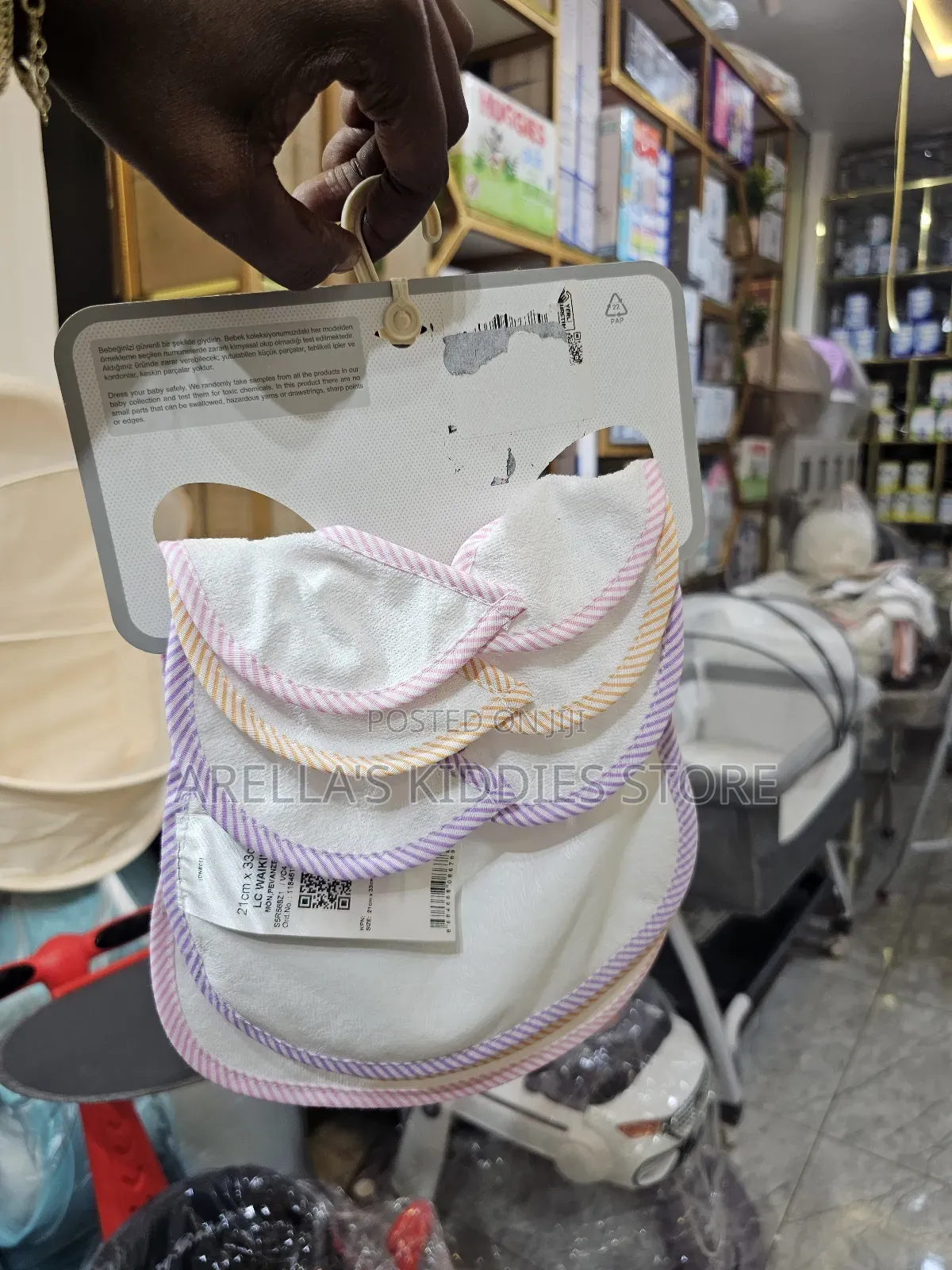 Baby Bibs With Stripe Piping Trim 3 Pack