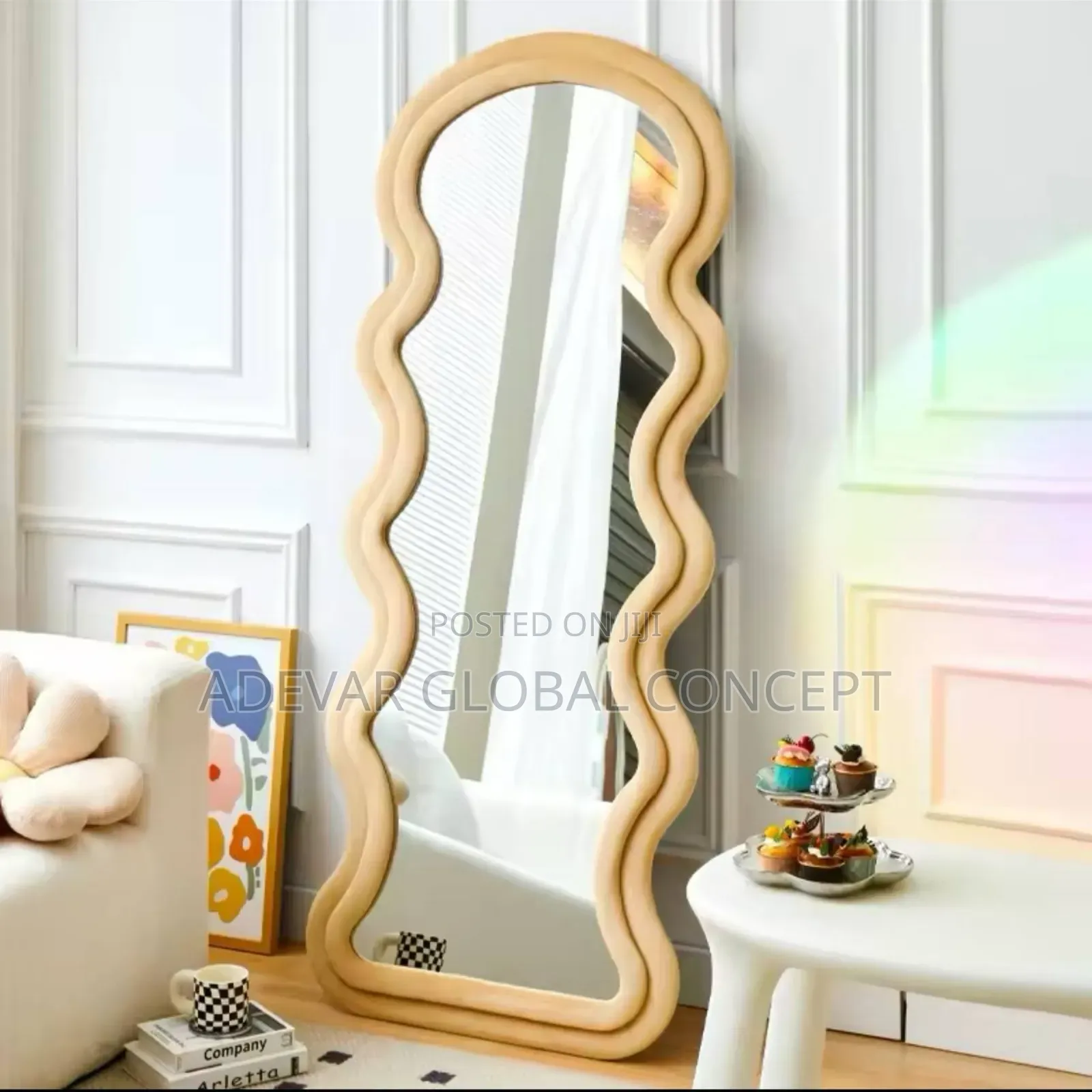 Full Body Floor Wave Decorative Dressing Mirror Special Shaped Fitting