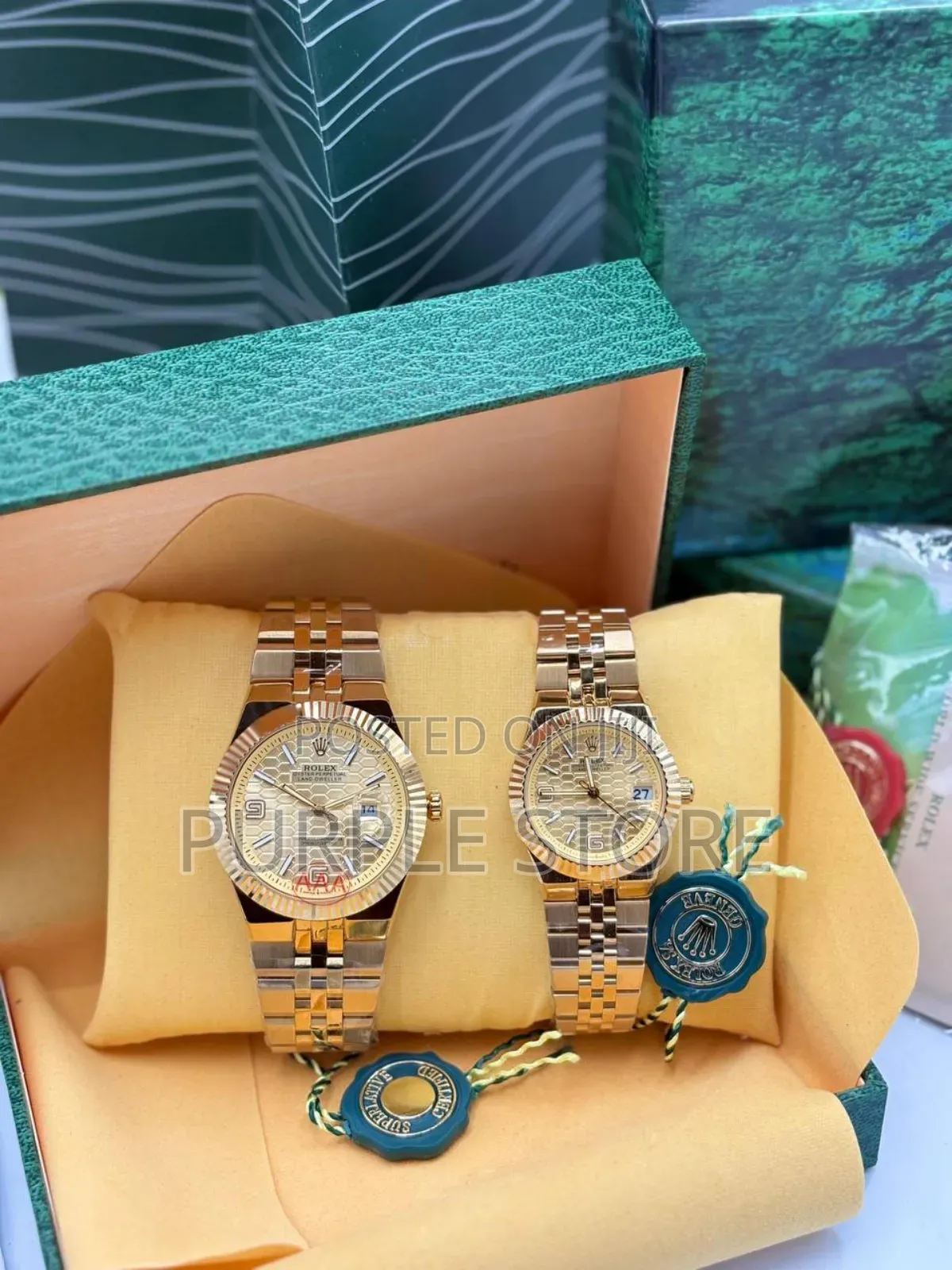 Rolex Quality Couples Automatic Gold Watch Fully Packaged