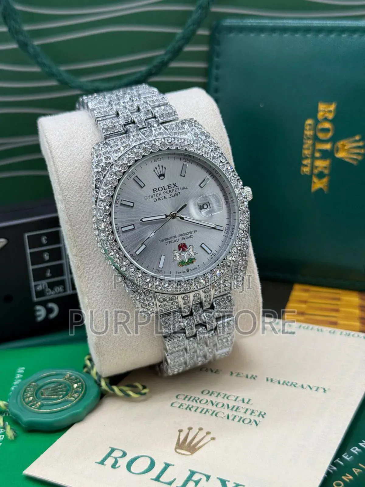 Rolex "Nigeria Coat of Arm" Quality Full Stone Watch