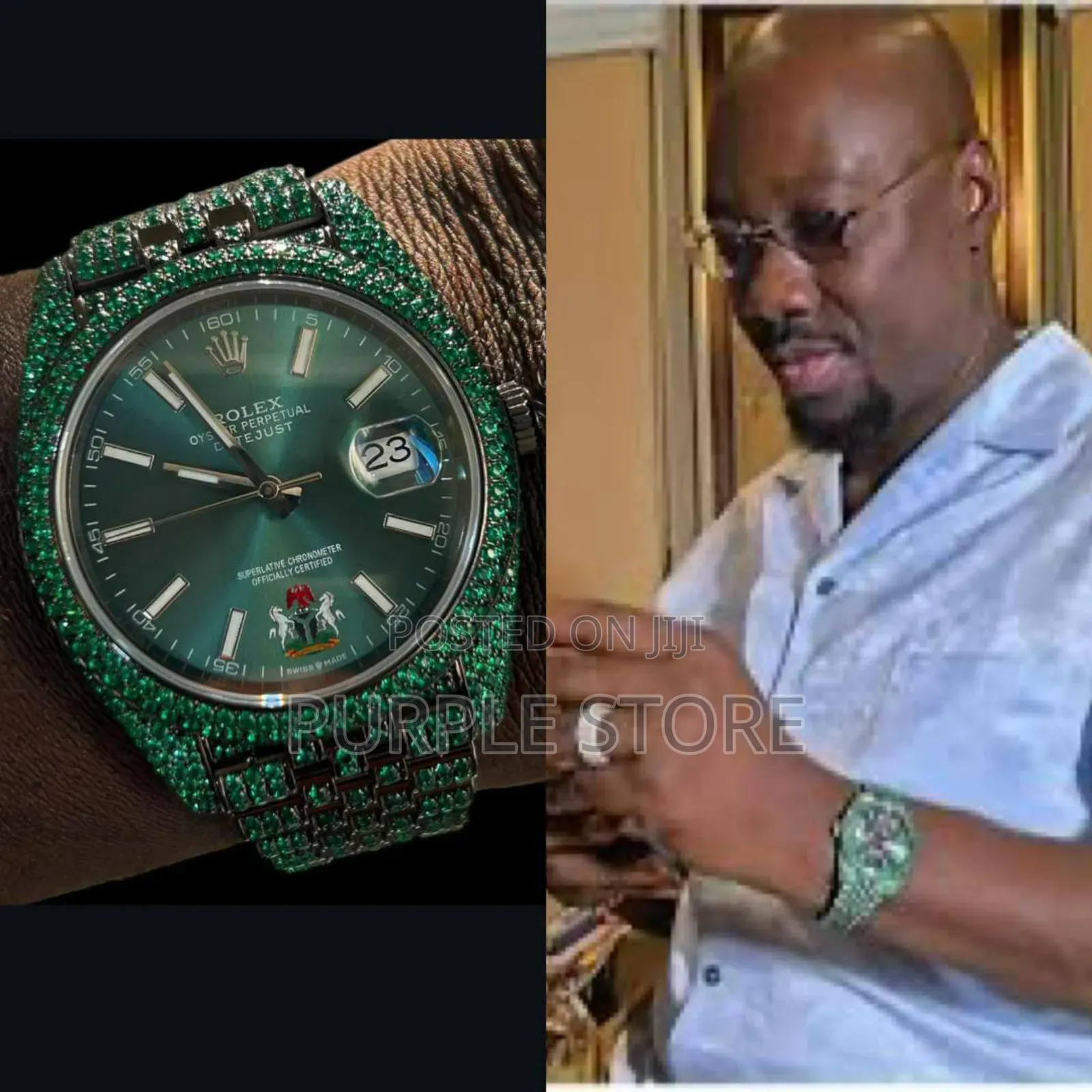 Rolex "Nigeria Coat of Arm" Quality Full Stone Watch