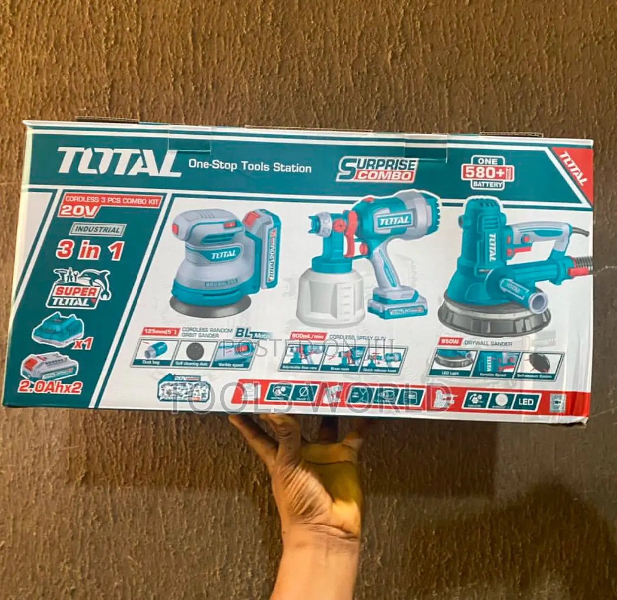 Total 20v Cordless 3 PCS Combo Kit – Drywall Sander, Sander, Spray Gun