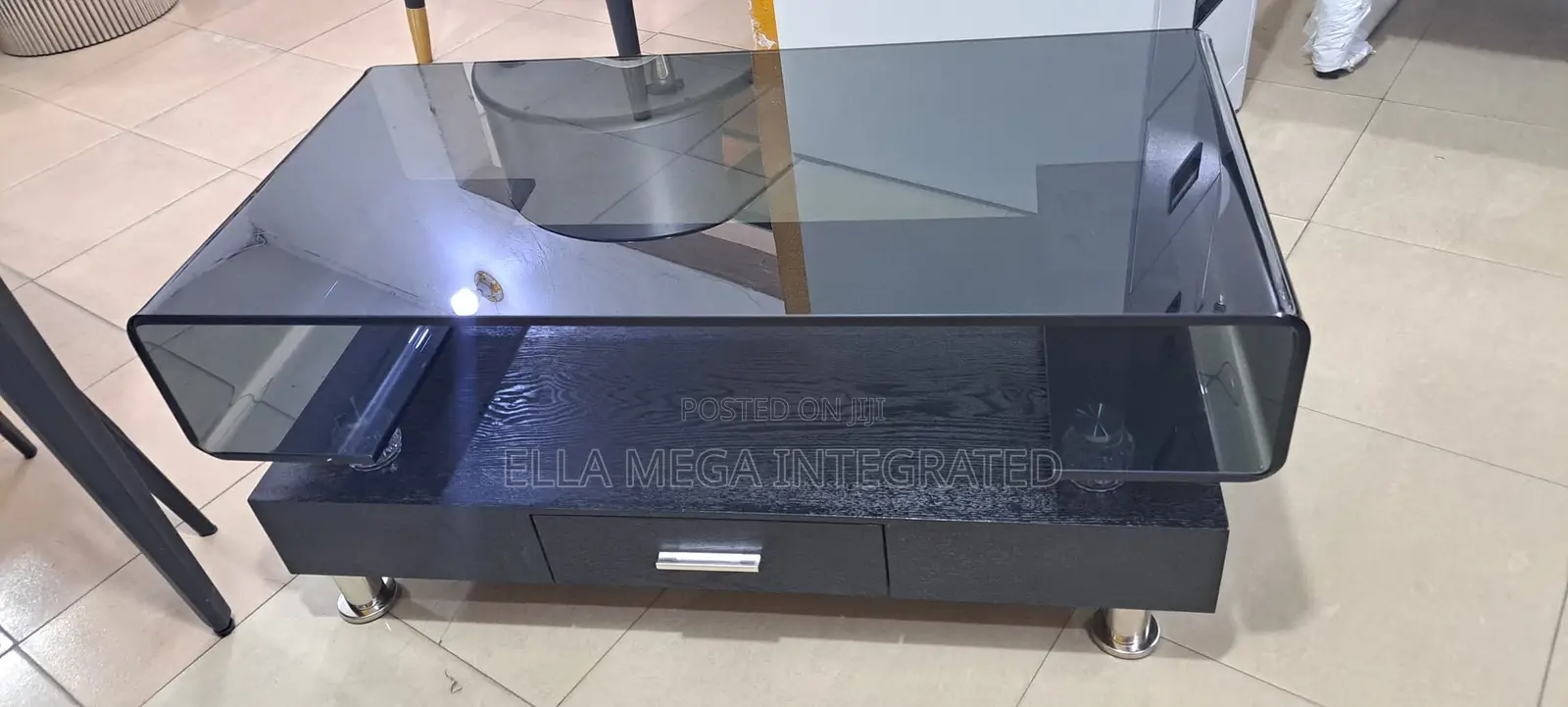 Luxury Centre Table With Glass Top and a Drawer Attached Down