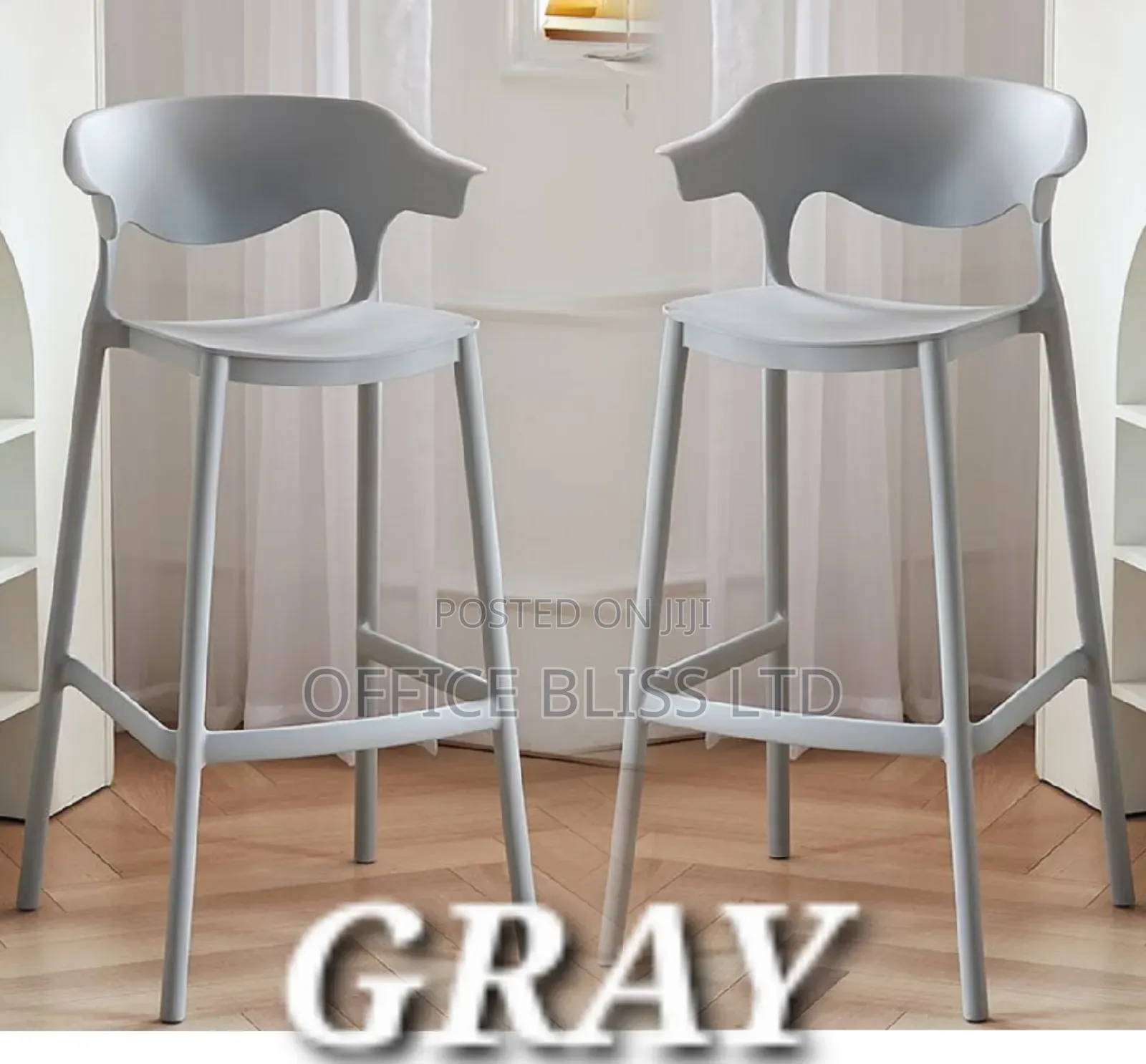 Silas Kitchen Stackable Bar Stools - Set of 2 ( Gray)