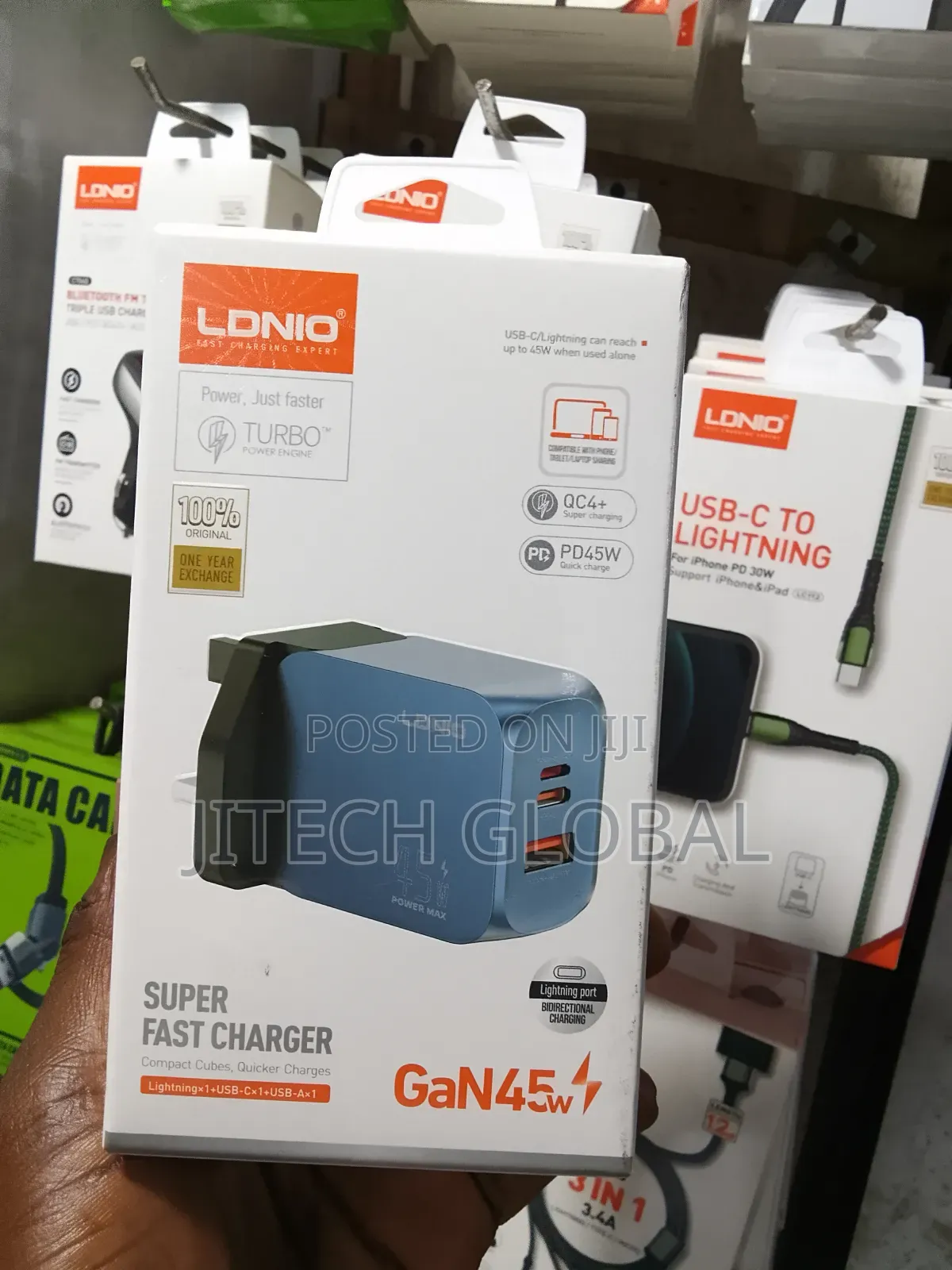 Ldnio 45w Gan Super Fast Charger With Lighting Port, Type-C and Usb.