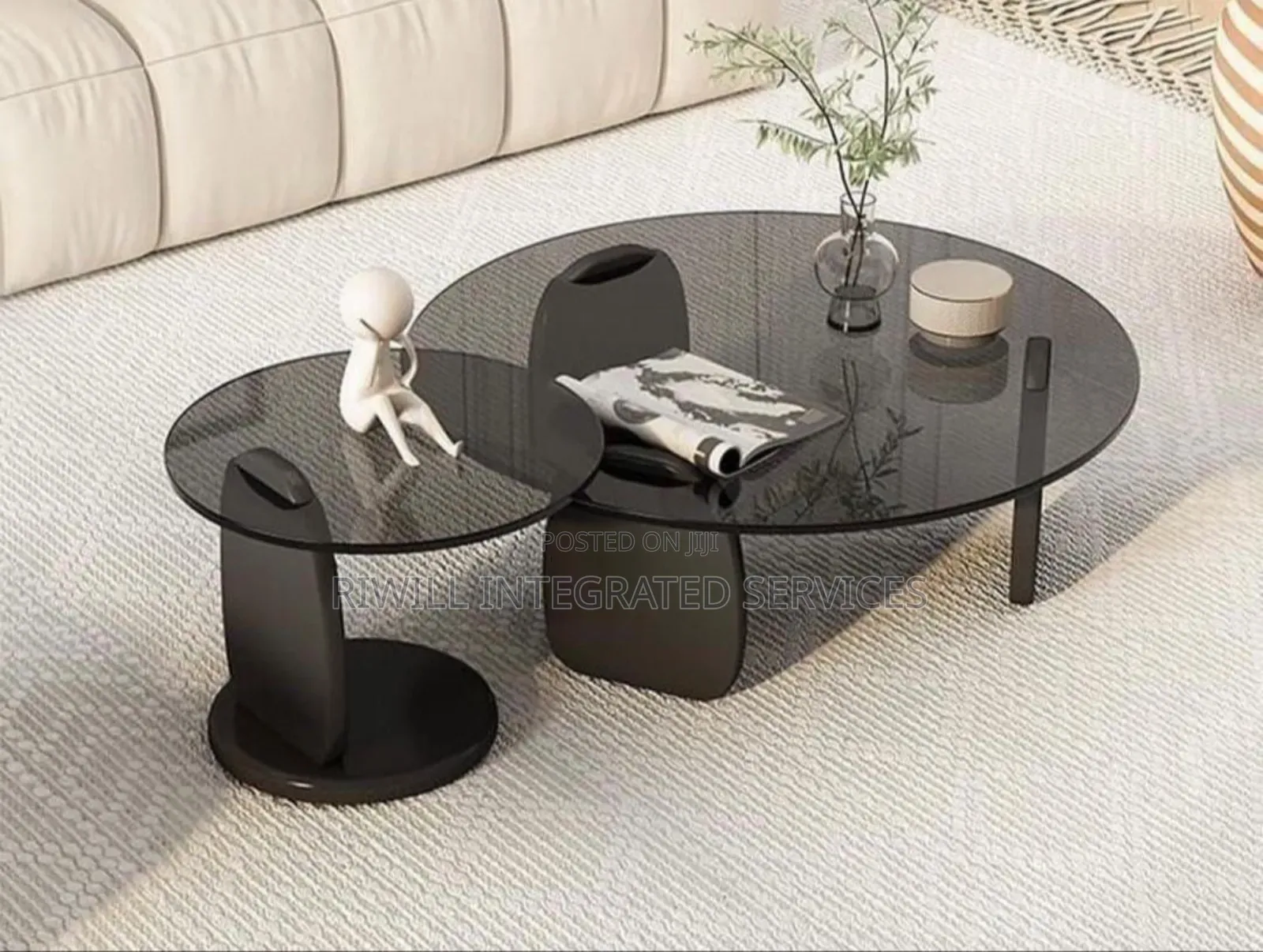 Center Table and Side Stool With Glass
