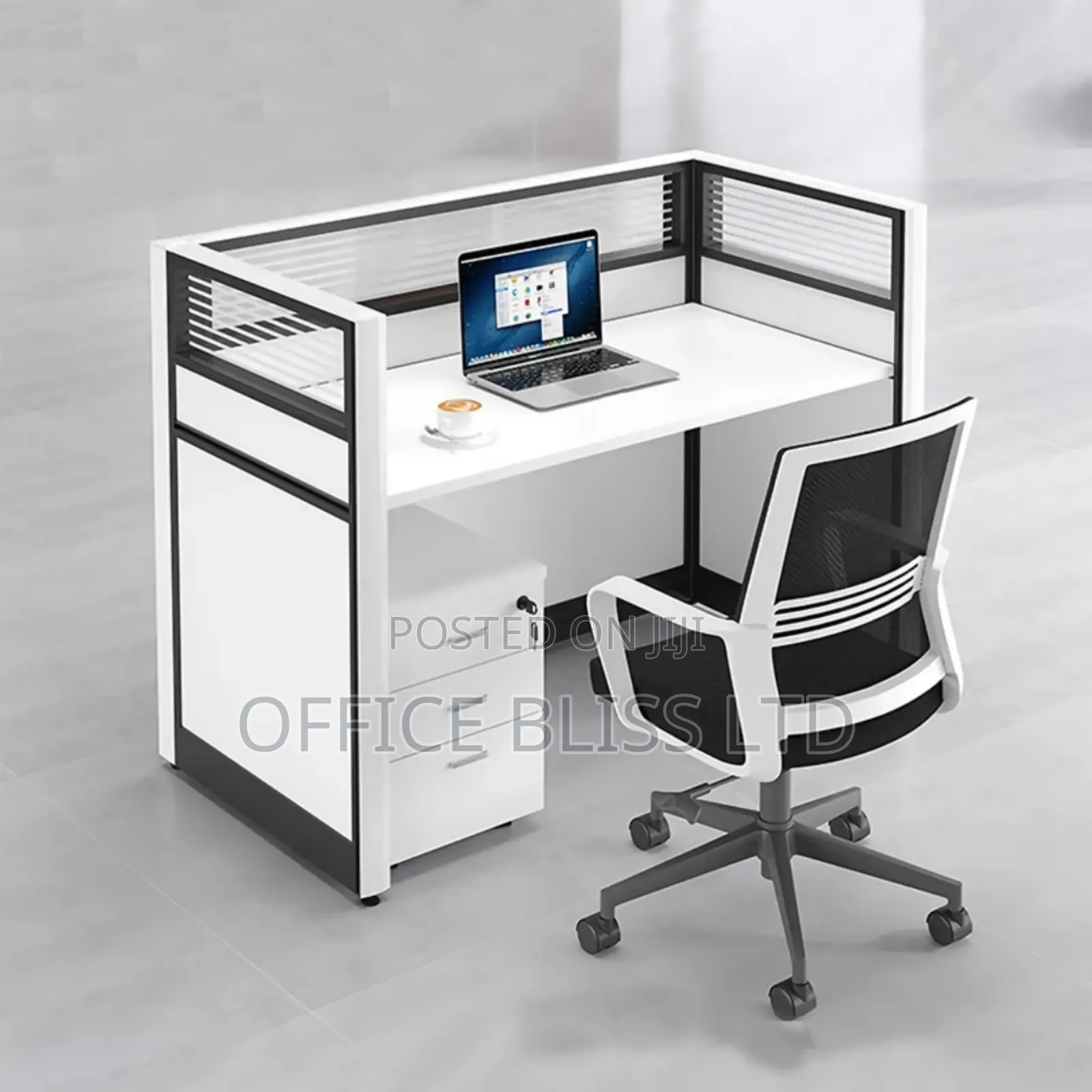 Reception Desk With White Back Chair(120cm X 60cm X 110m)
