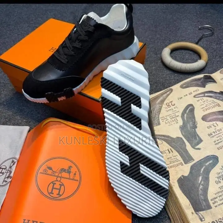 Original Hermes Suede / Leather Luxury Lace Up Sneakers