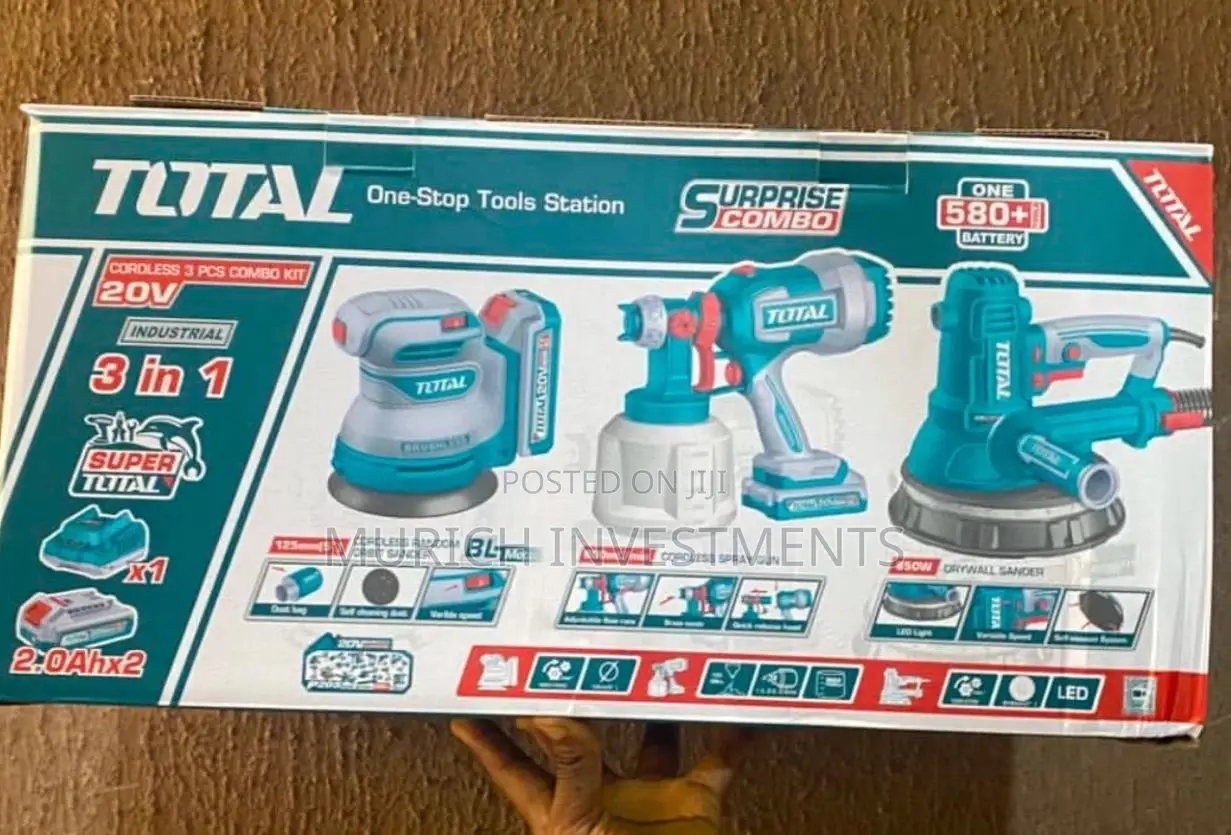 Total Drywall Sander + Orbit Sander + Spray Gun In One Pack