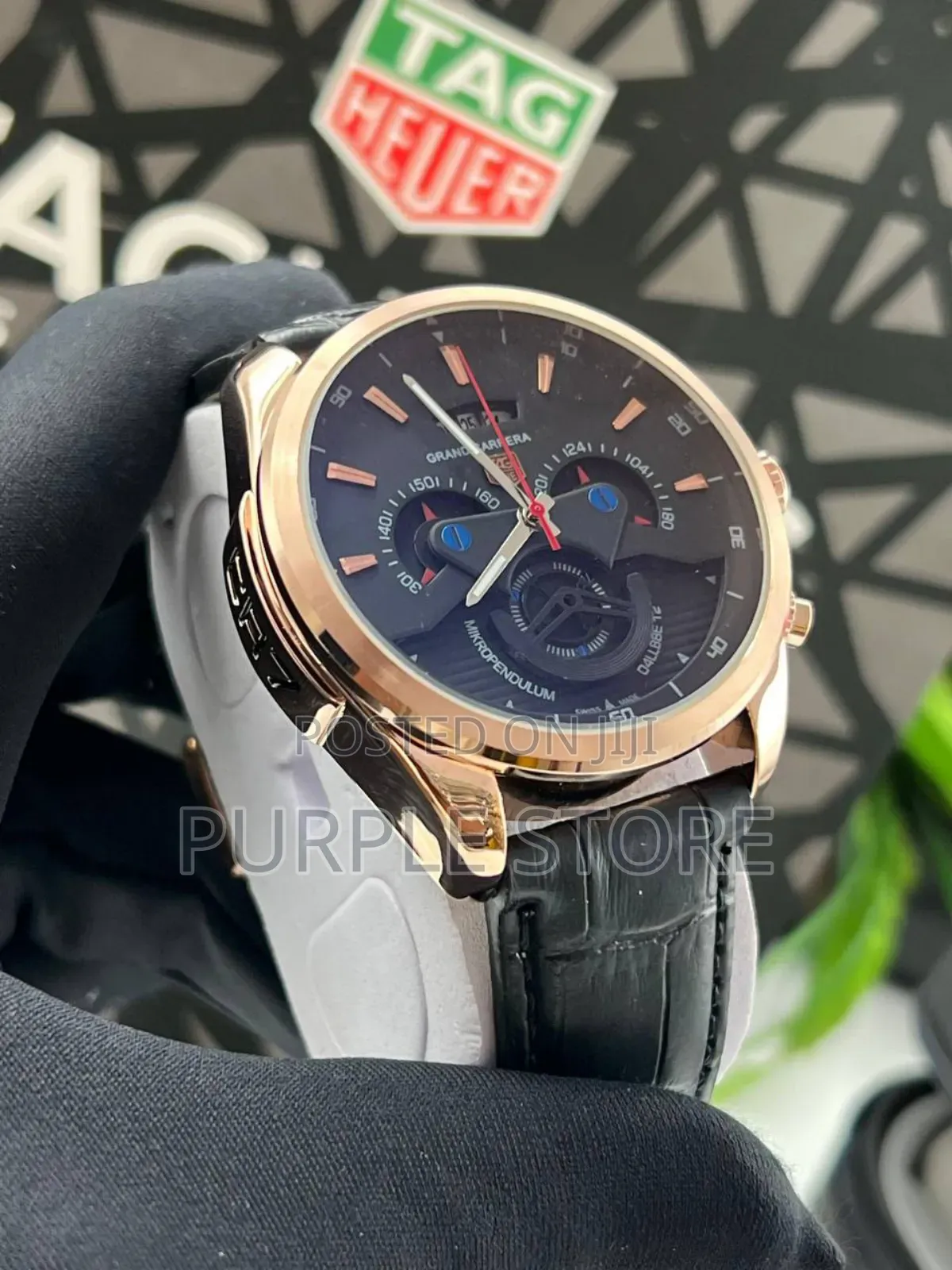 Tag Heuer Cr7 Grand Carrera Chronogrqph Leather Watch Black