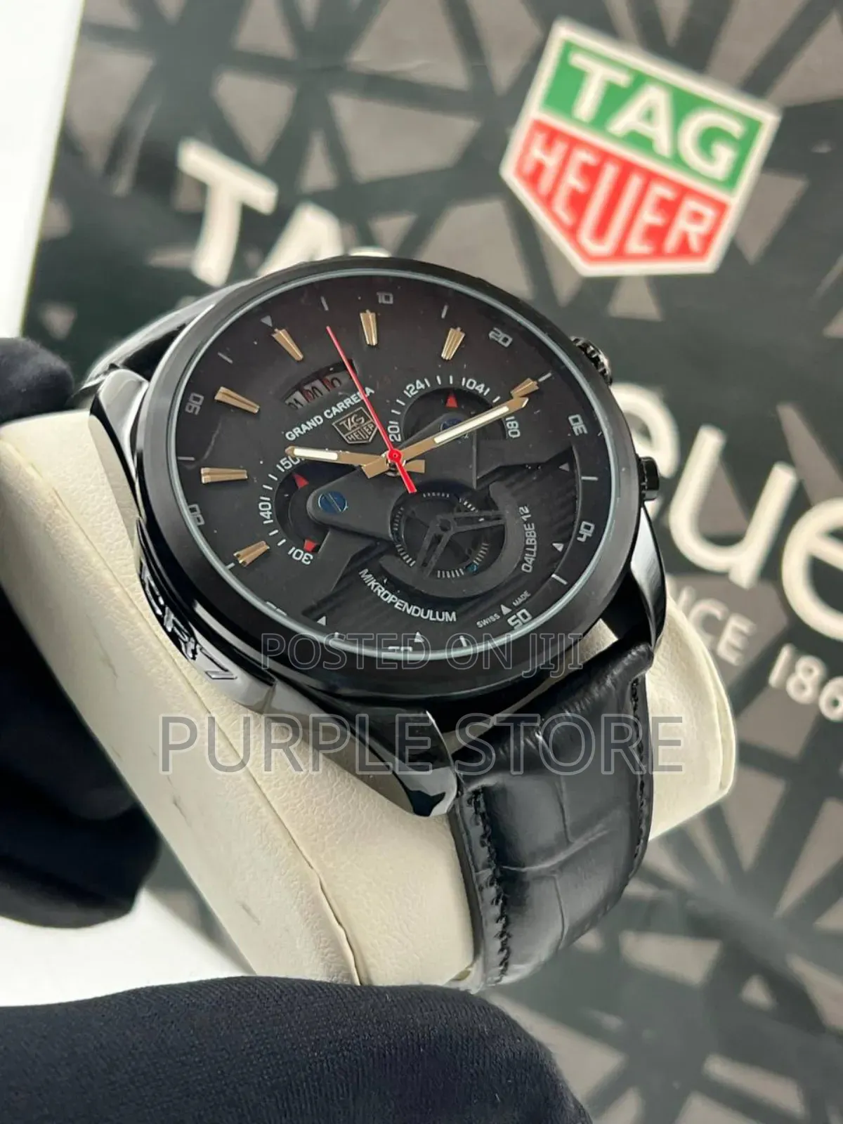Tag Heuer Cr7 Grand Carrera Chronogrqph Leather Watch Black