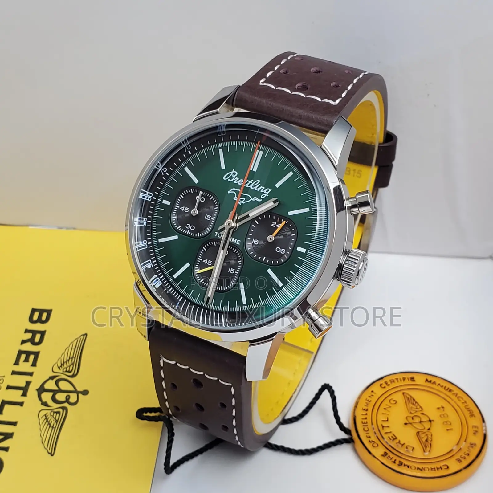 Breitling Quality Luxury Genuine Leather Water Resistant Wristwatch