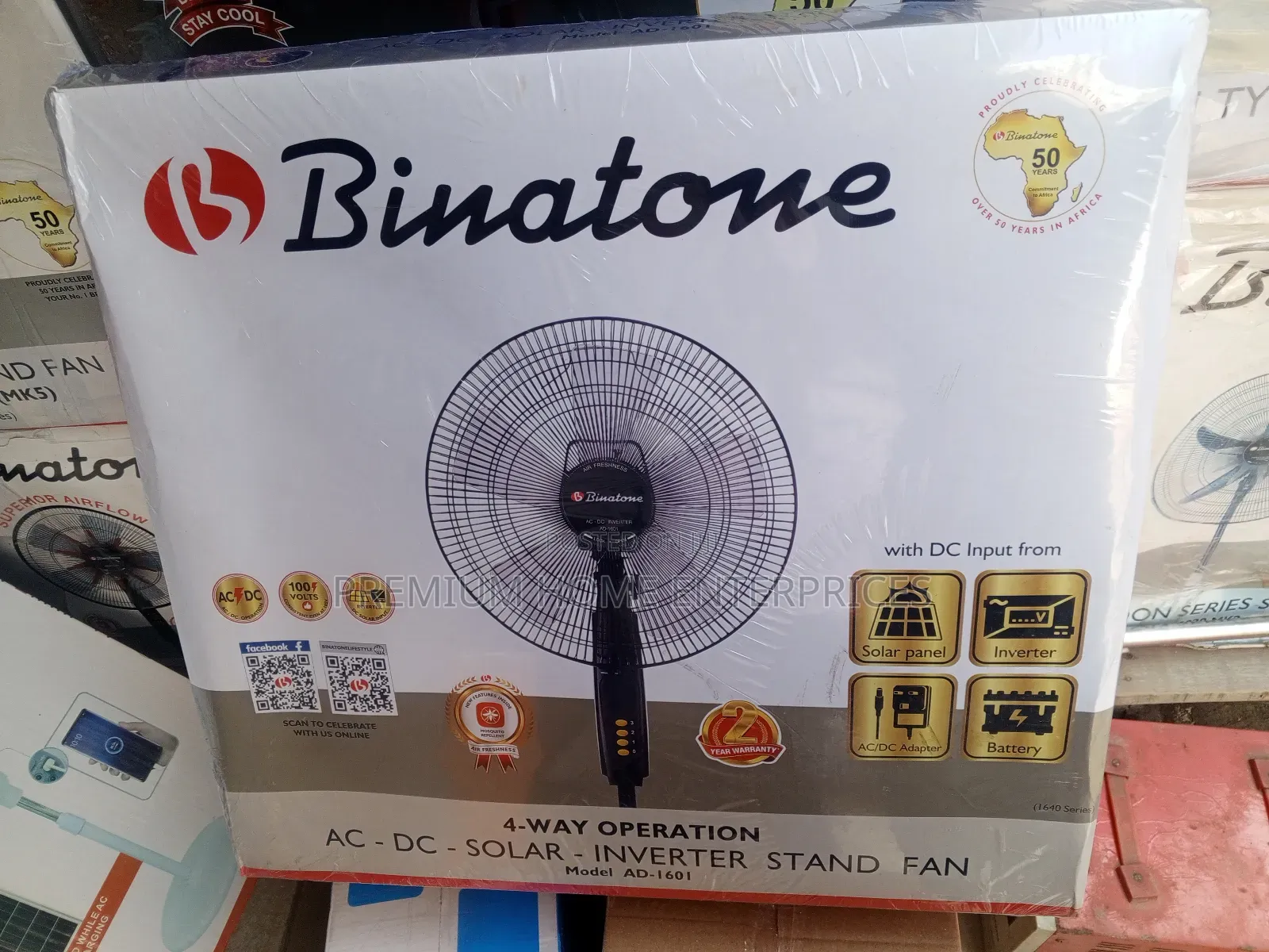 Binatone Ad-1601 Ac-Dc-Solar Inverter Standing Fan