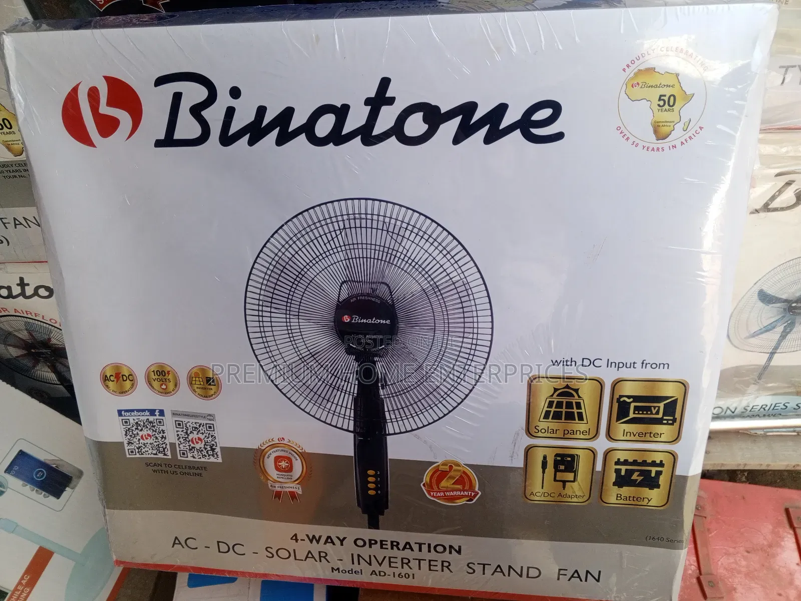 Binatone Ad-1601 Ac-Dc-Solar Inverter Standing Fan