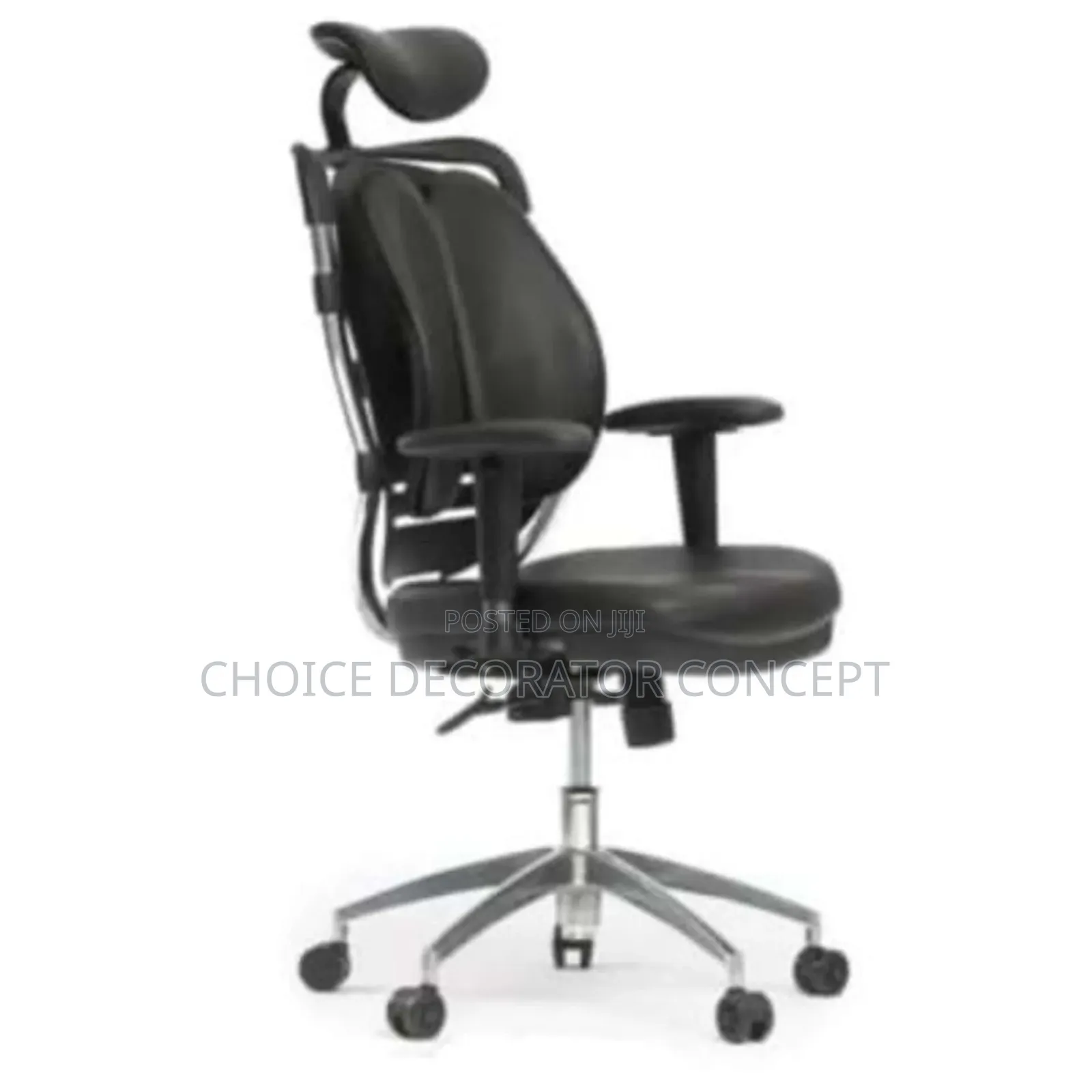 Adjustable-Arm Kidney Ergonomic Swivel Chair - Black