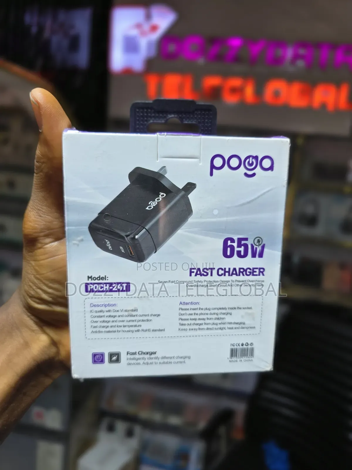 Poga 65w Super Fast Charger (Poch-24t) and Type-C Cable