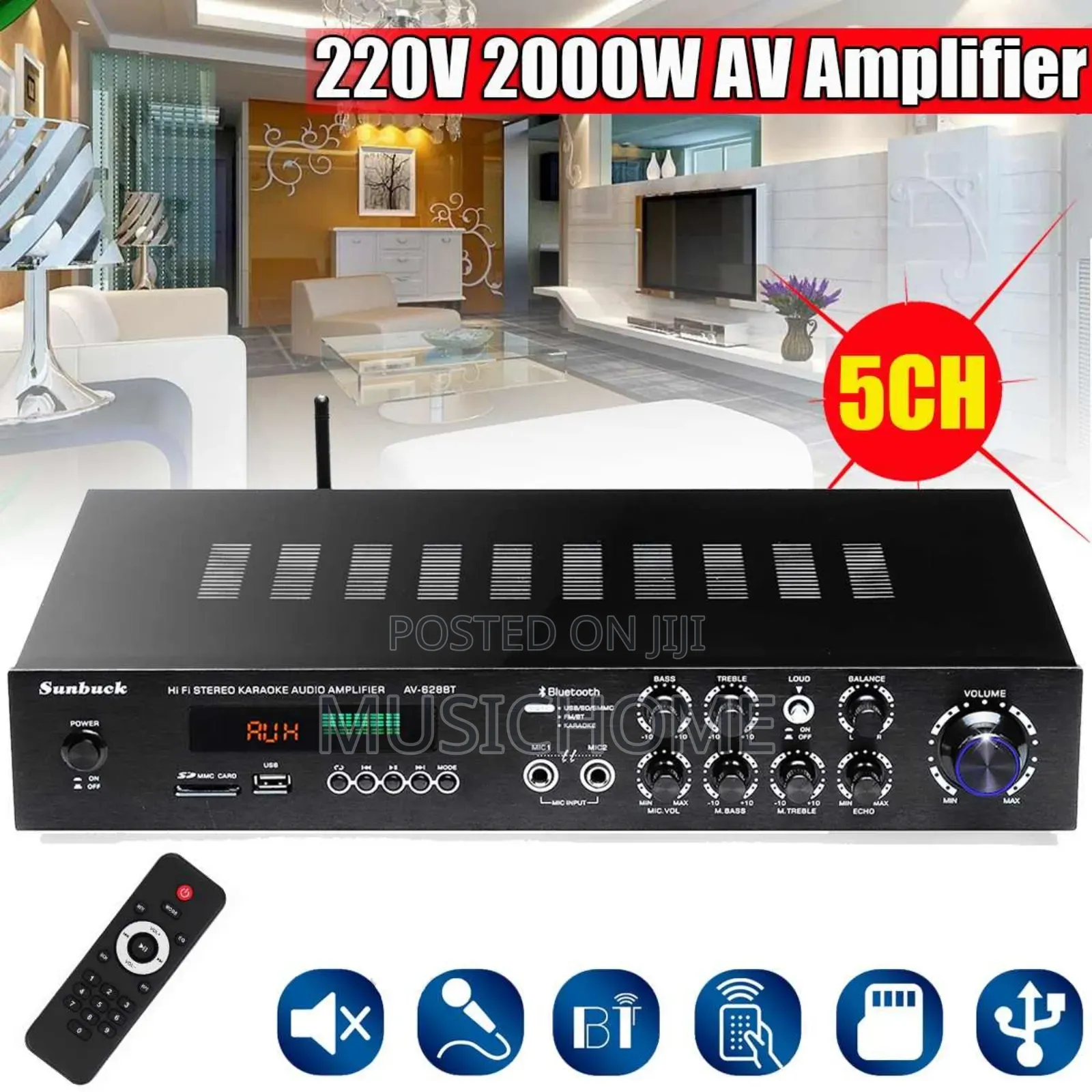 Wall/Ceiling Speaker Bluetooth Amplifier With Remote Control