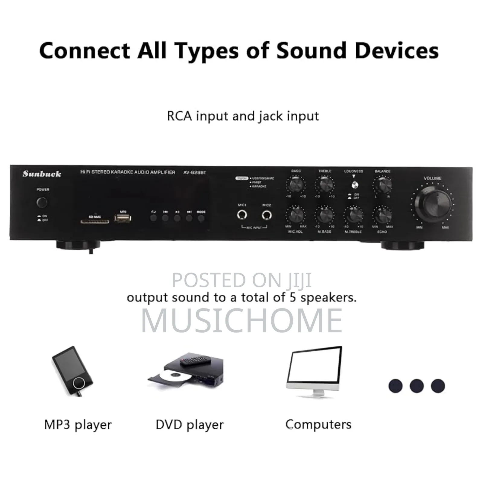 Wall/Ceiling Speaker Bluetooth Amplifier With Remote Control