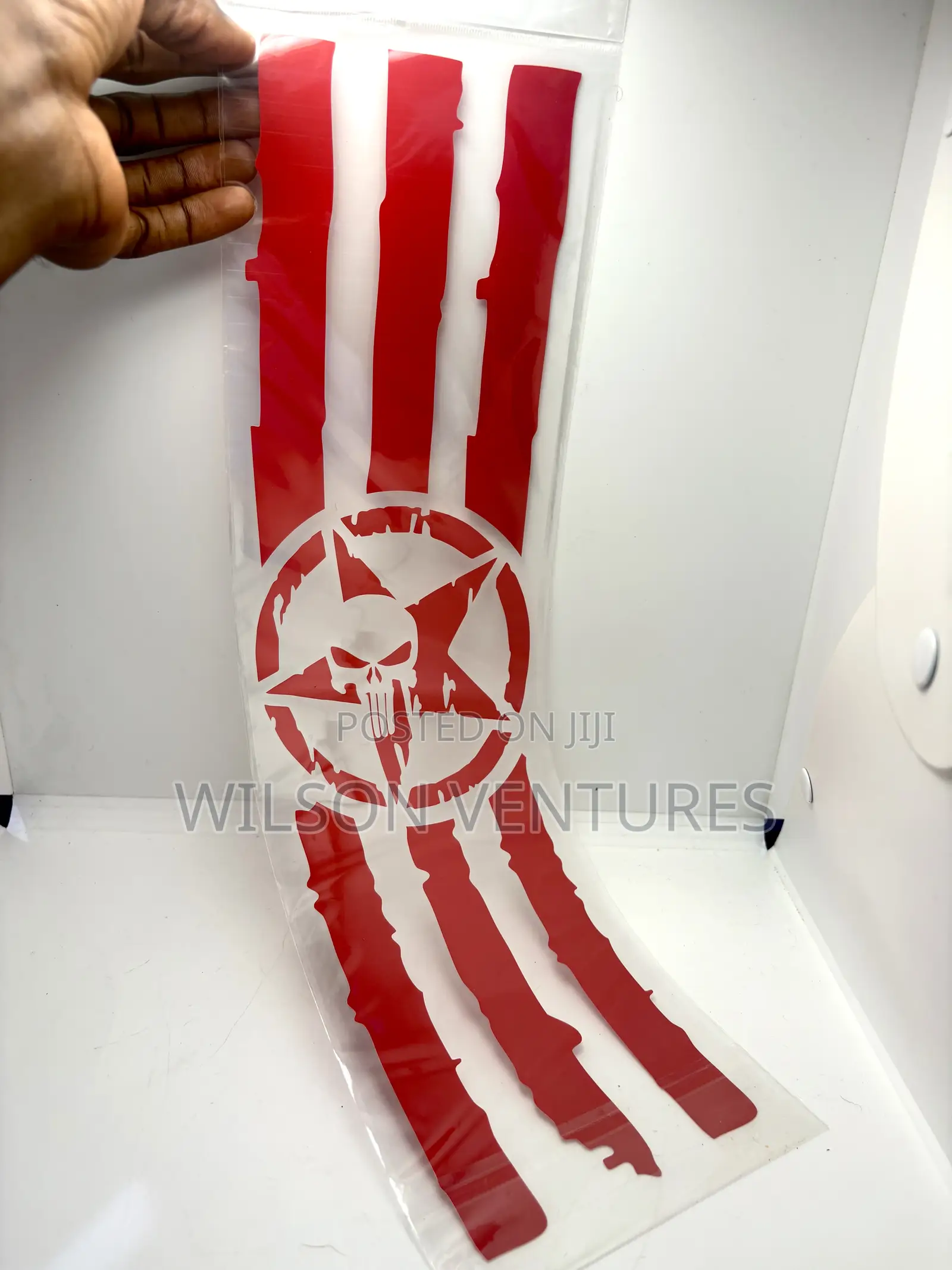 Red Color Skull Star Car Body Sticker