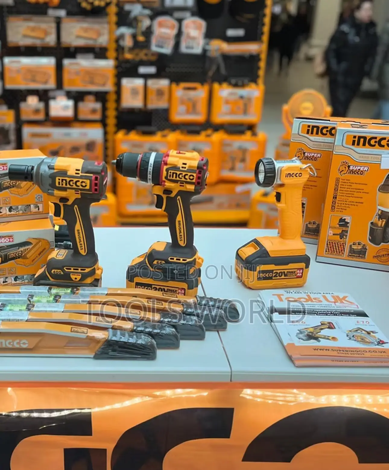 Ingco 20v Brushless Cordless Combo Set – 5 Tools + Batteries + Charger