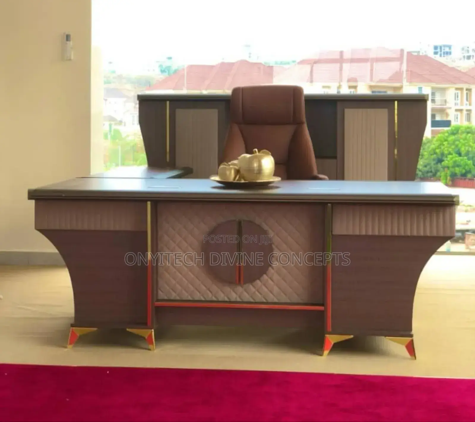 Imported Rugged Office Boss Table With Chair and Shelve
