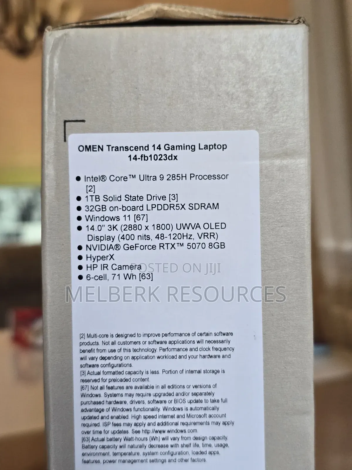 New Laptop HP Omen Transcend 14-Fb0023dx 32GB Intel Core Ultra 9 SSD 1T