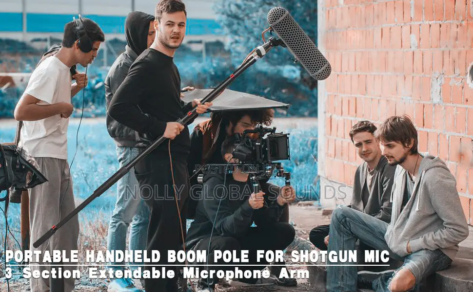 Portable Handheld Boom Pole and Shotgun Mic,4section Extendable Length