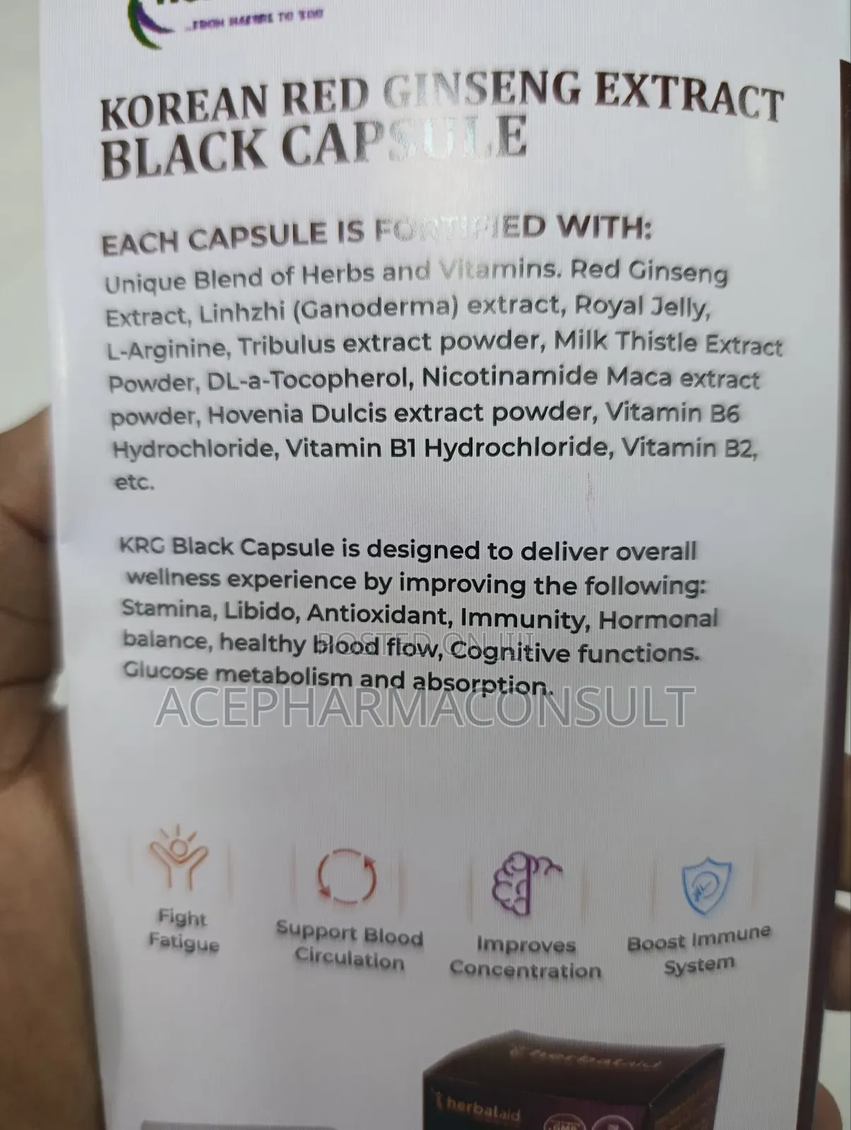 Korean Red Ginseng Extract Black Capsule X 120