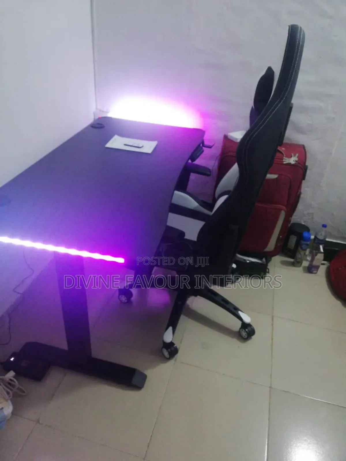 Electric Adjustable Led Light Desk 1.2m Game Chair B/W