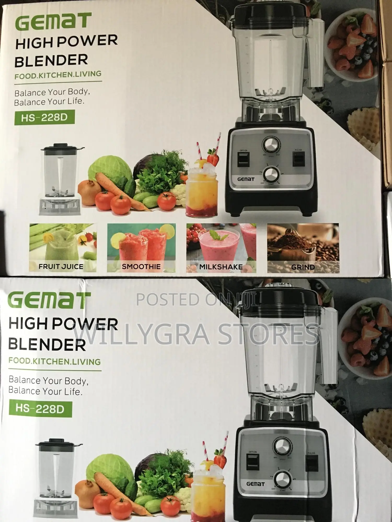 Gemat Professional Heavy Duty Blender - 2ltr Jar 600ml Cup - 3000w