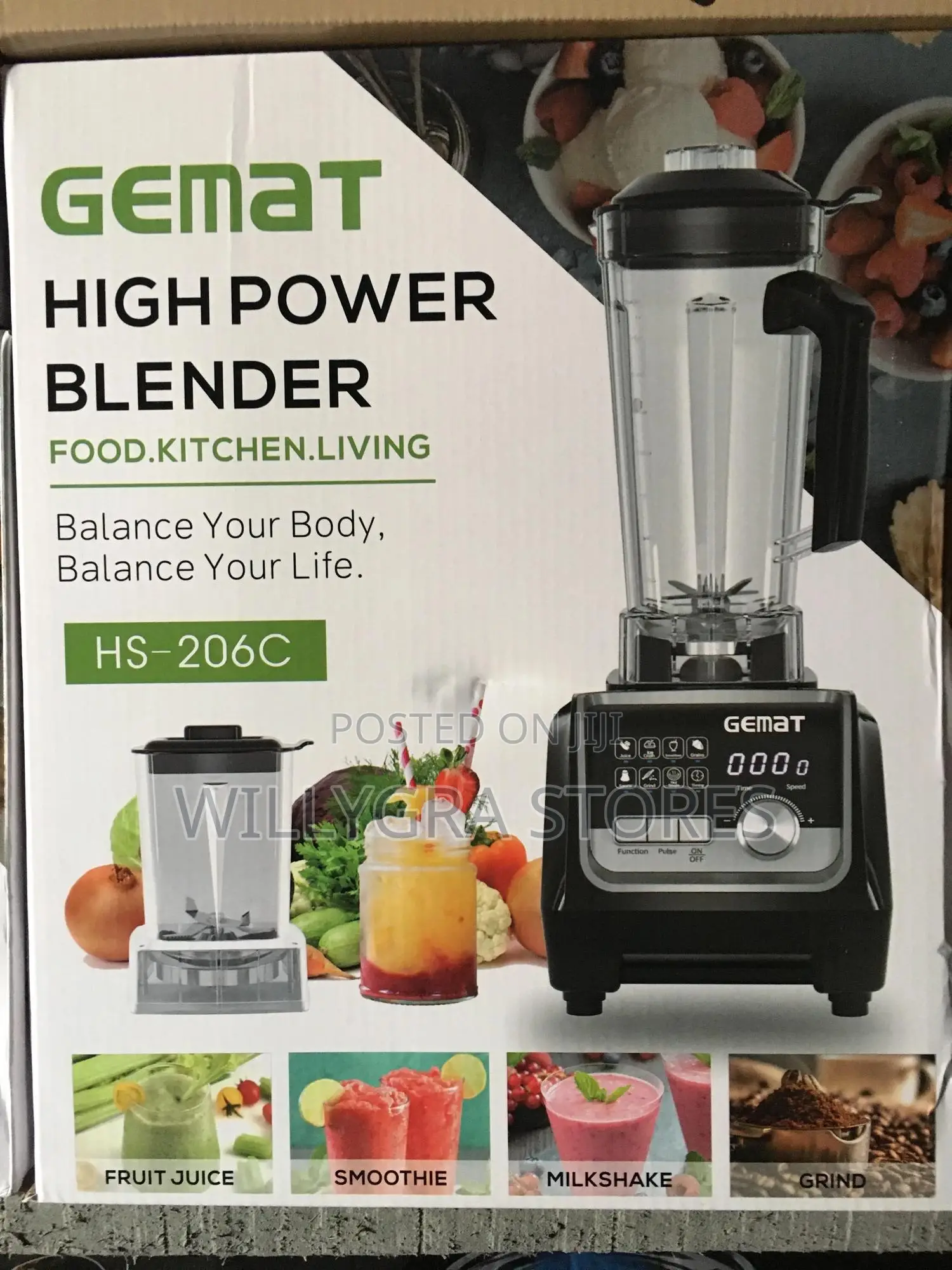 Gemat Professional Heavy Duty Blender - 2ltr Jar 600ml Cup - 3000w