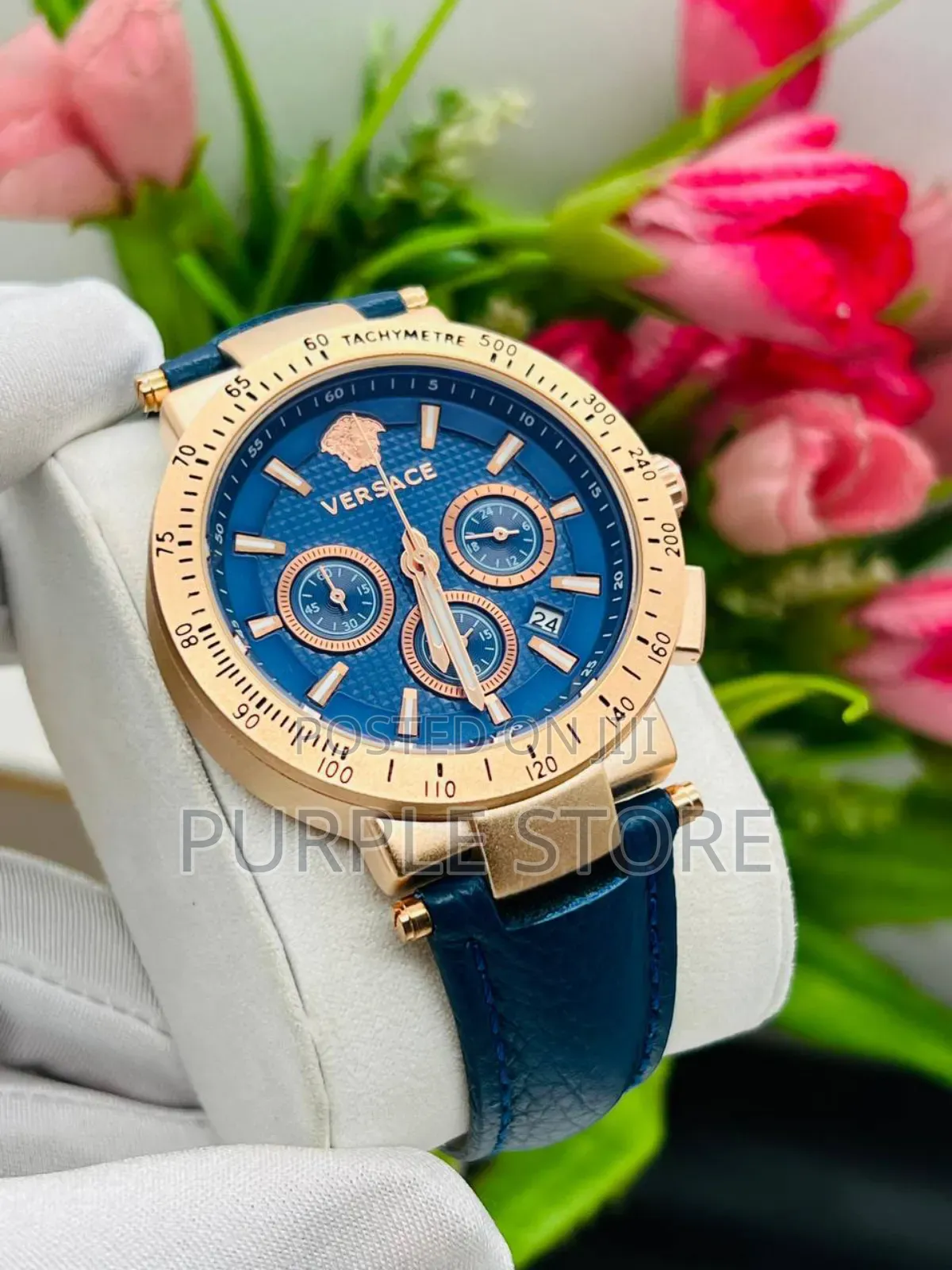 Versace Functional Chronograph Leather Wristwatch
