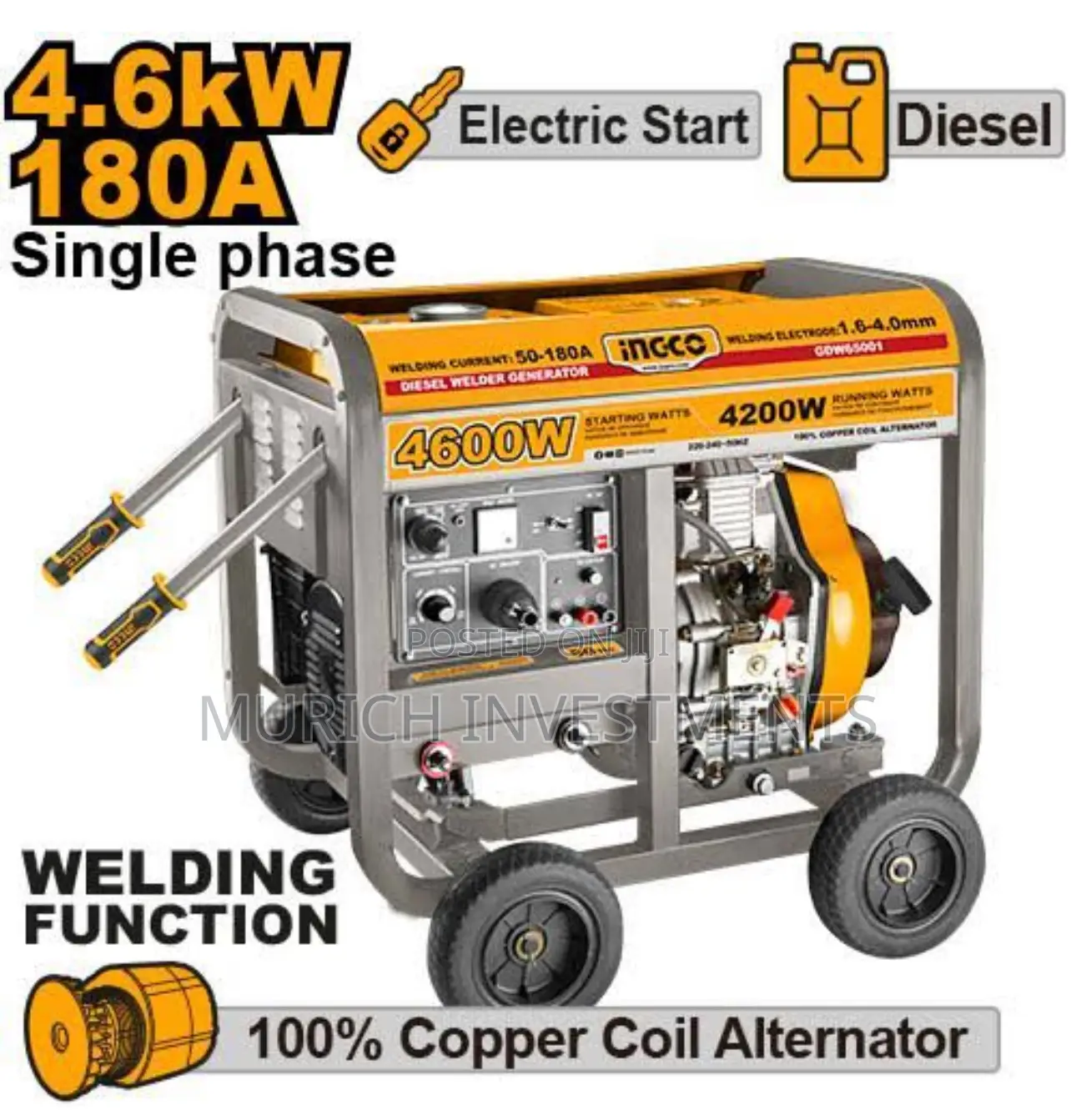 Ingco Gdw65001 Diesel Welder Generator – 4.6kw / 180a