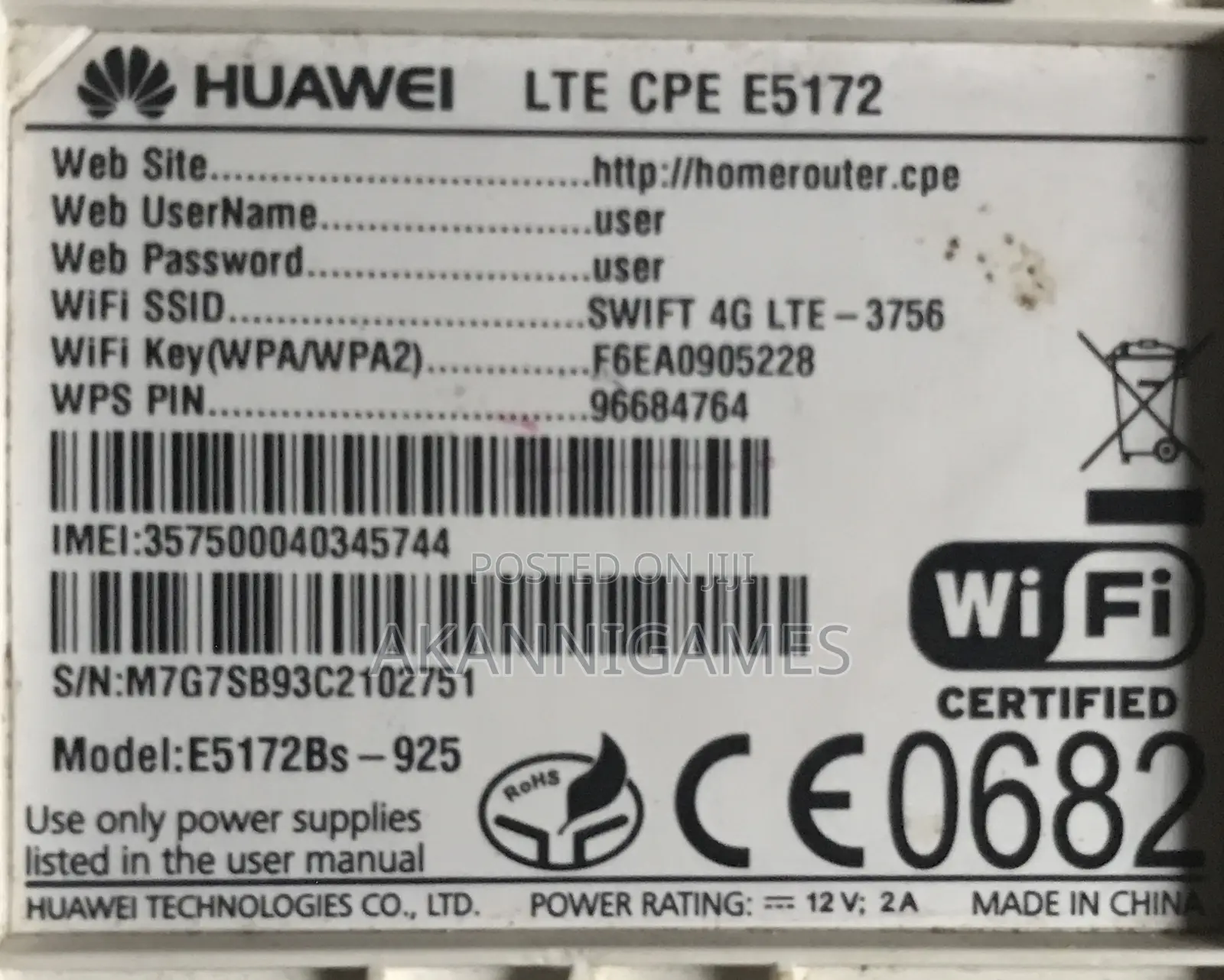 Used Swift 4g Lte-3756 Universal ( Without Antenna,Battery,Sim,Charger