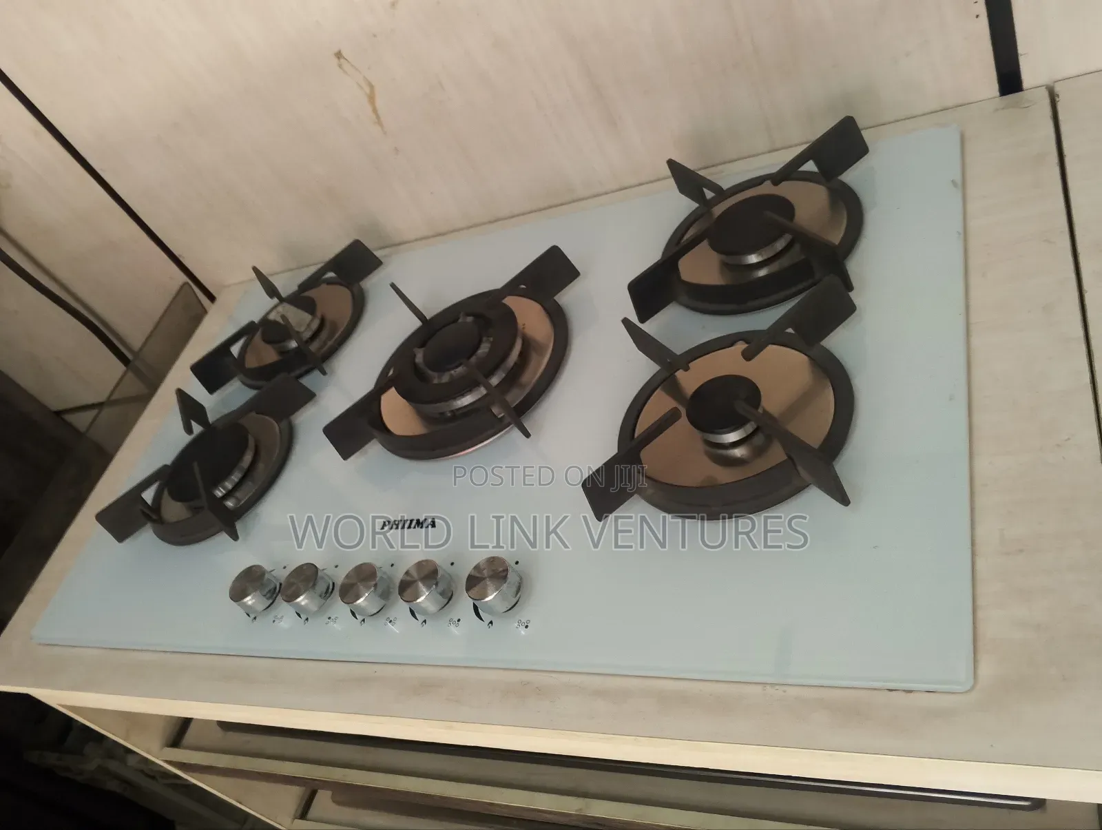 Phiima Cabinet Gas Cooker 5 Burners Automatic Ignition Switch Glas Tp