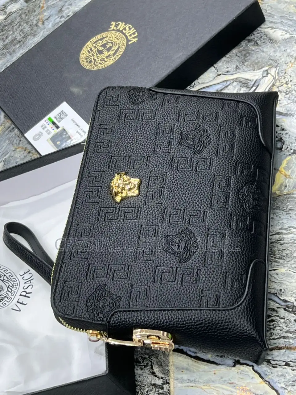 Versace Quality Luxury Men Genuine Leather Purse