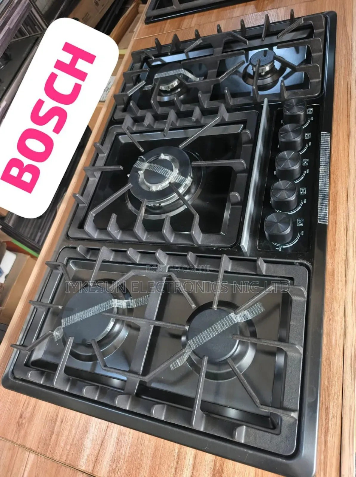 Original Bosch 90x60cm Built-in Black Stainless Steel Gas Cooker Hob