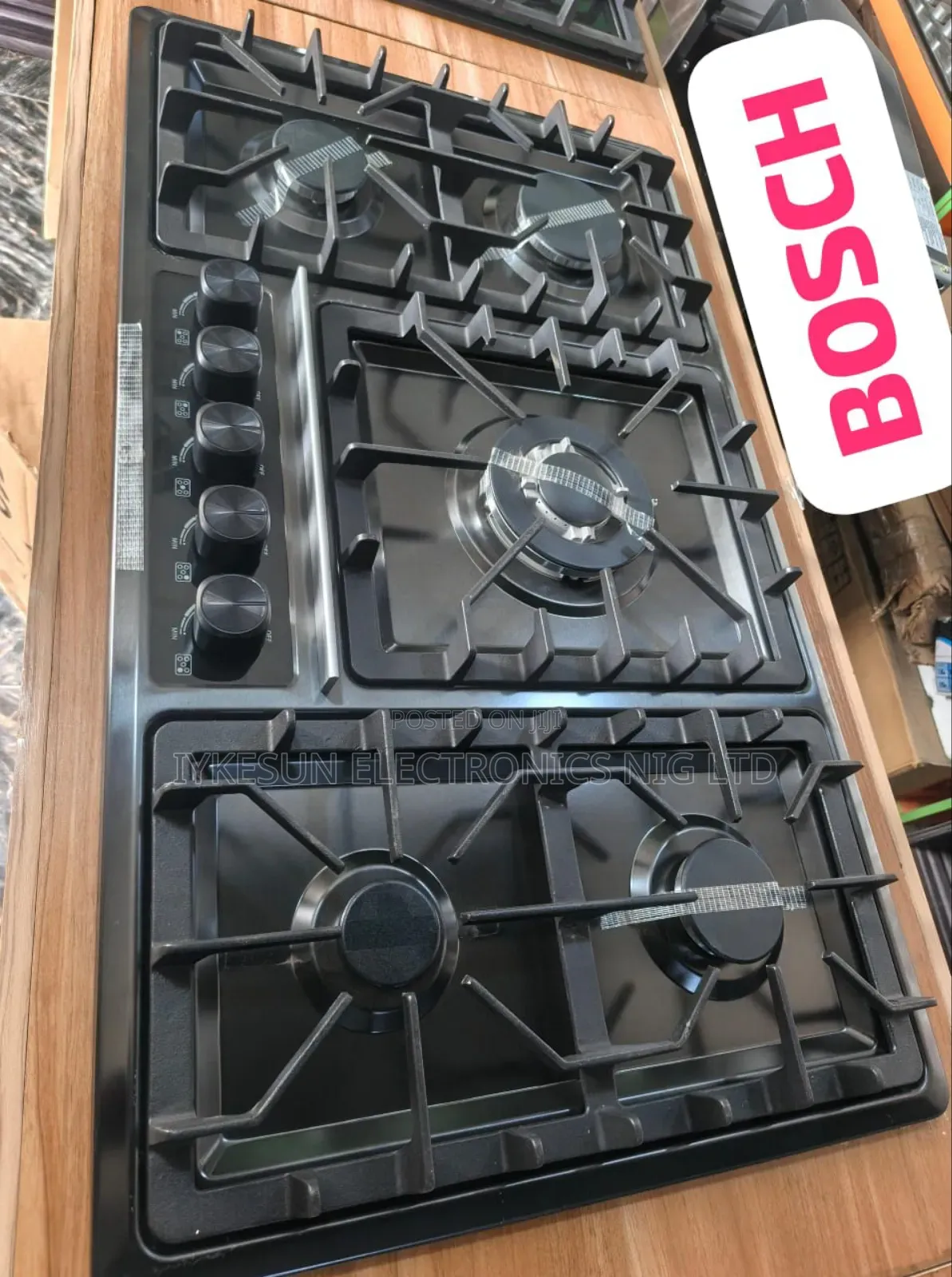 Original Bosch 90x60cm Built-in Black Stainless Steel Gas Cooker Hob