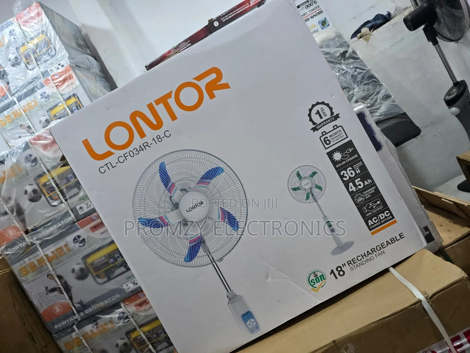 18inch Lontor Rechargeable Standing Fan Long Lasting