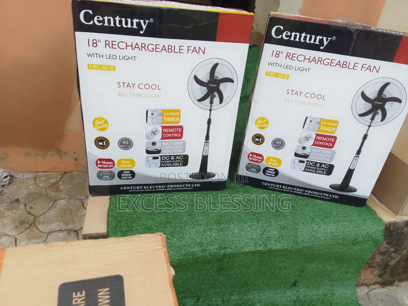 Original Century 18 Inches Rechargeable Standing Fan+ Led Light