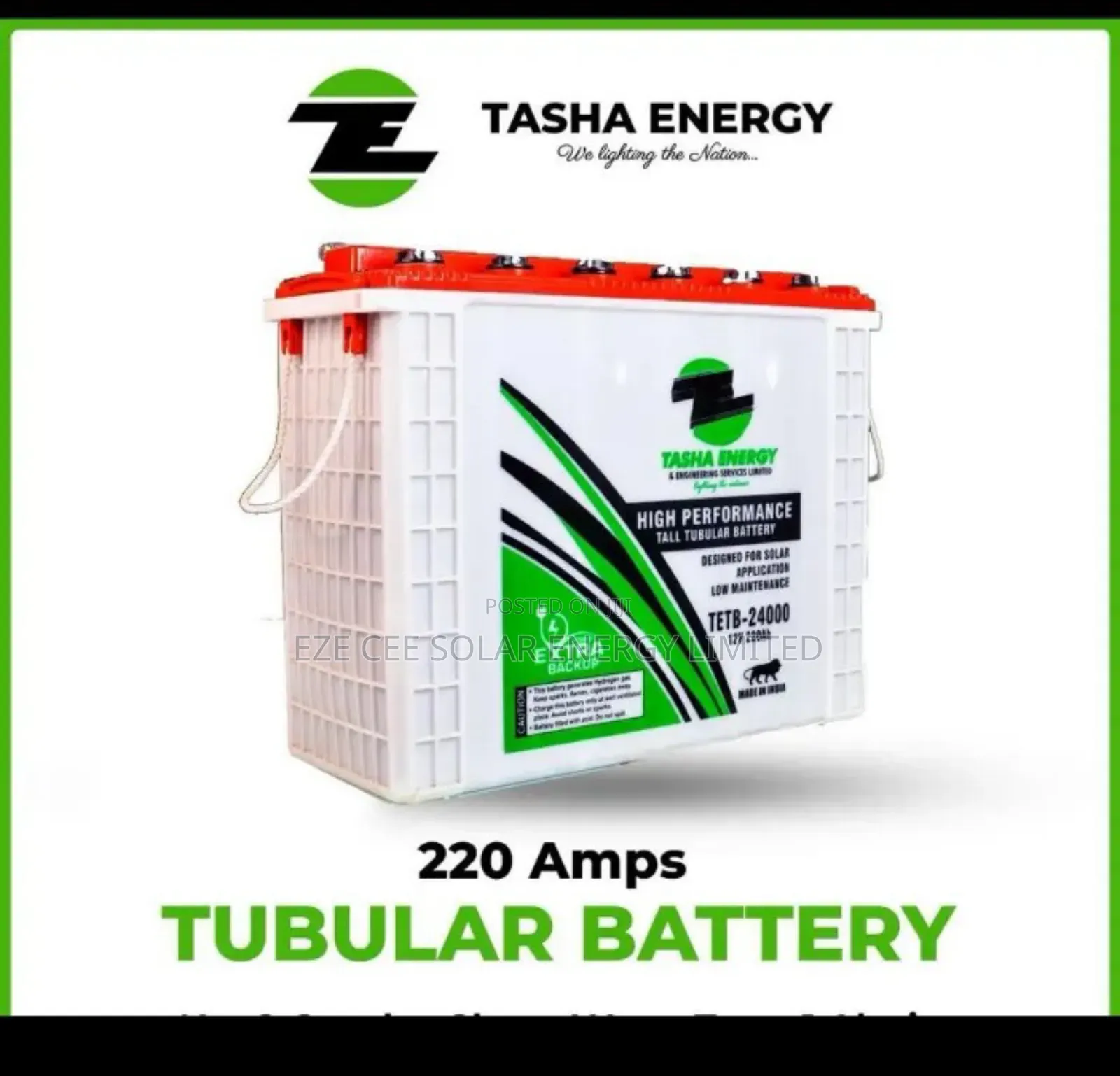 Tasha 220ah Tubular Battery
