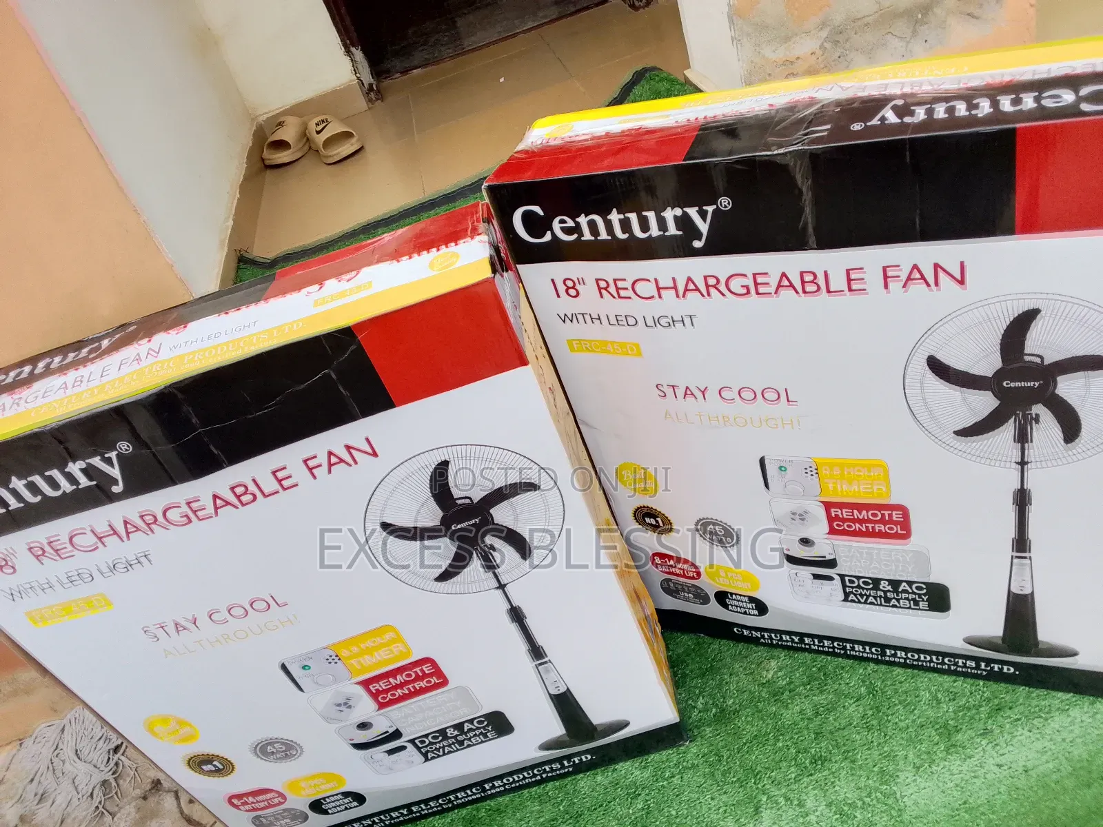 Brand New Century 18 Inches Rechargeable Standing Fan
