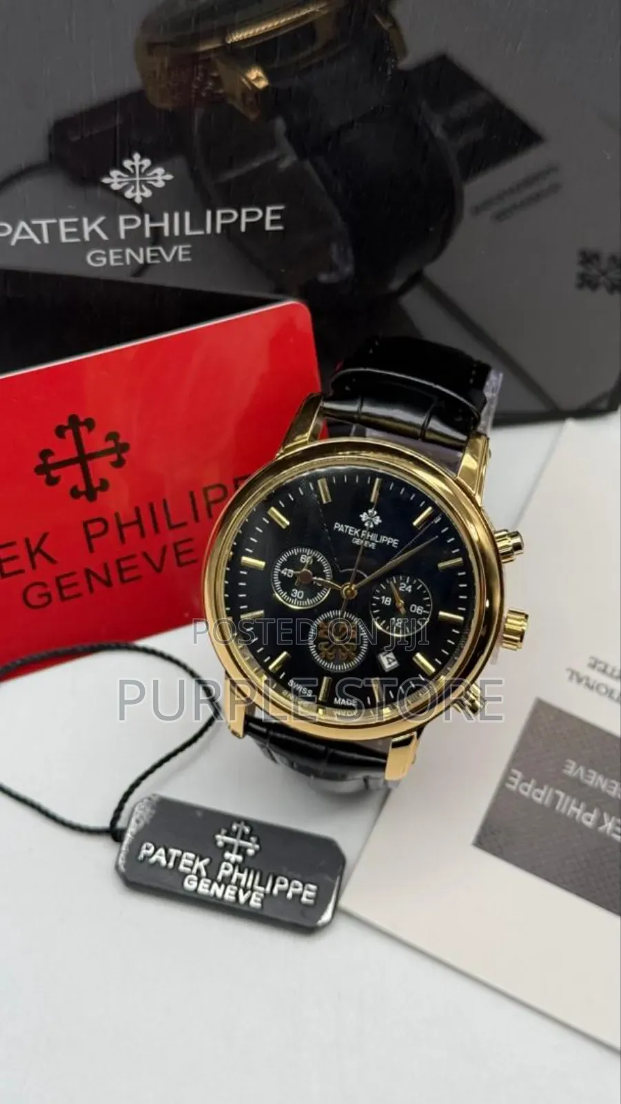 Patek Phillippe. Chronogrqph Leather. Wristwqtches 