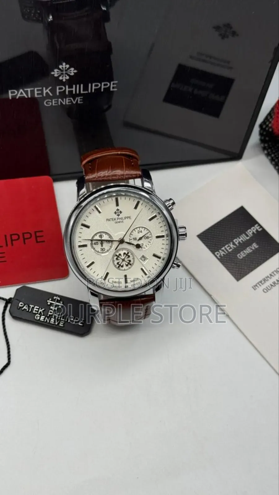 Patek Phillippe. Chronogrqph Leather. Wristwqtches 