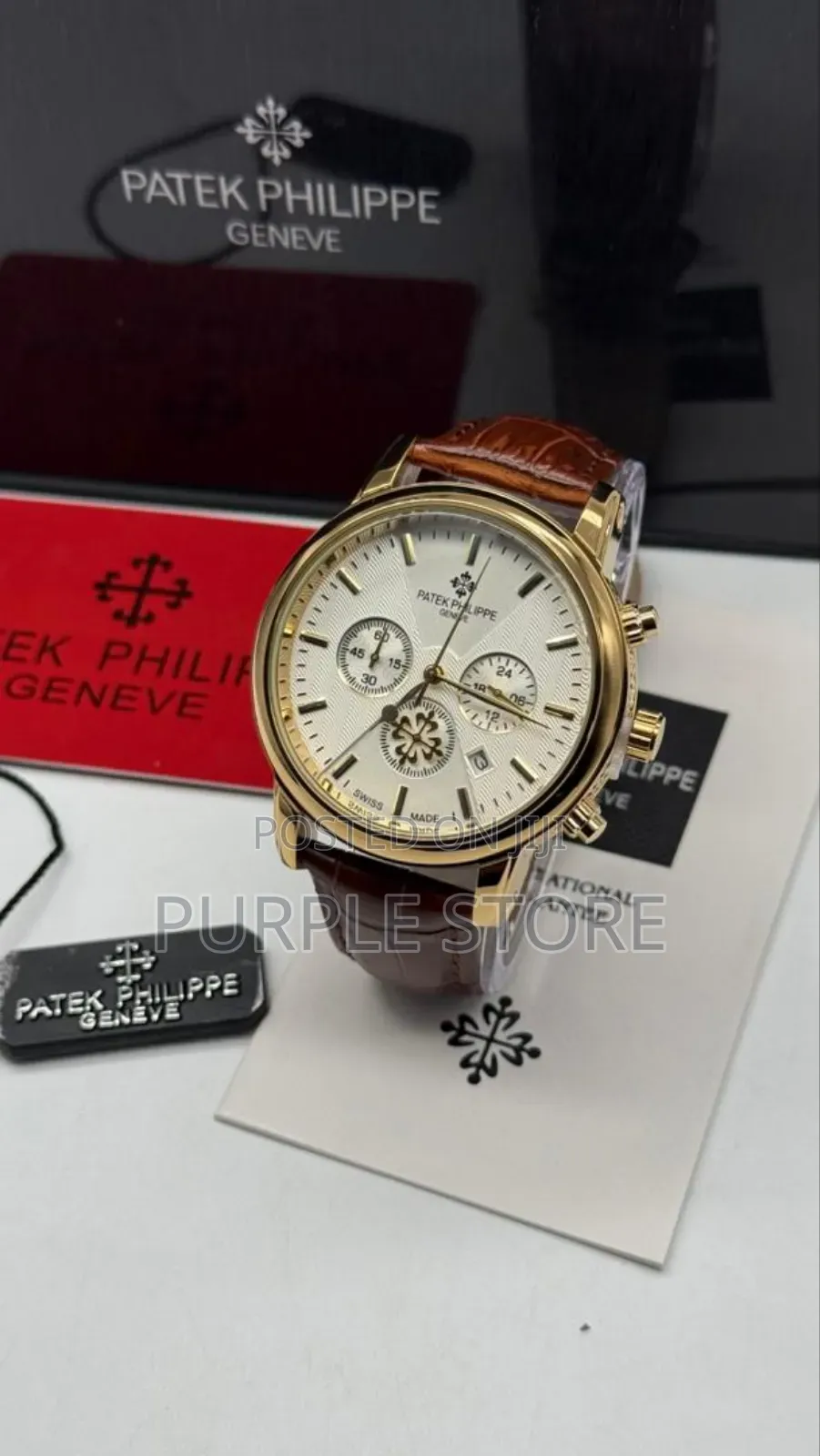 Patek Phillippe. Chronogrqph Leather. Wristwqtches 