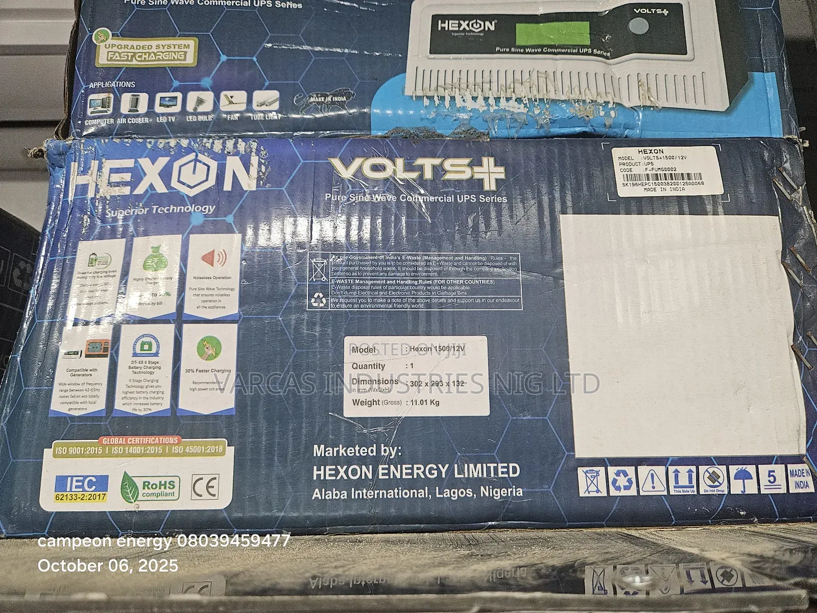 Hexon 1.5kva by 12v Indian Inverter