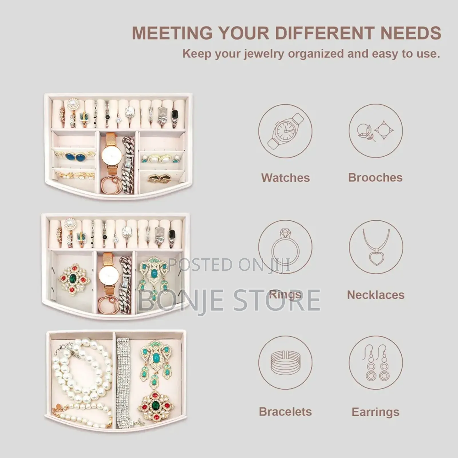Multi-layer Leather Jewelry Box Good -quality, Large-capacity