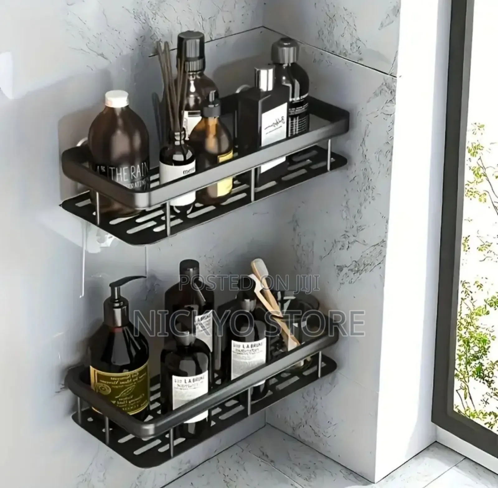 1-Tier Wall-Mounted Bathroom Shelf Rack